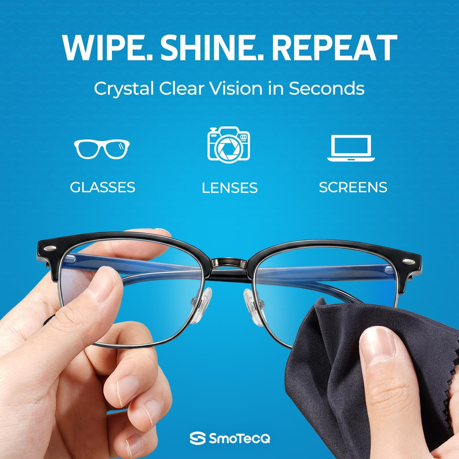 12 Pack Microfiber Lens Cleaning Cloths – Ultra-Soft, Scratch-Free Eyeglass Clot