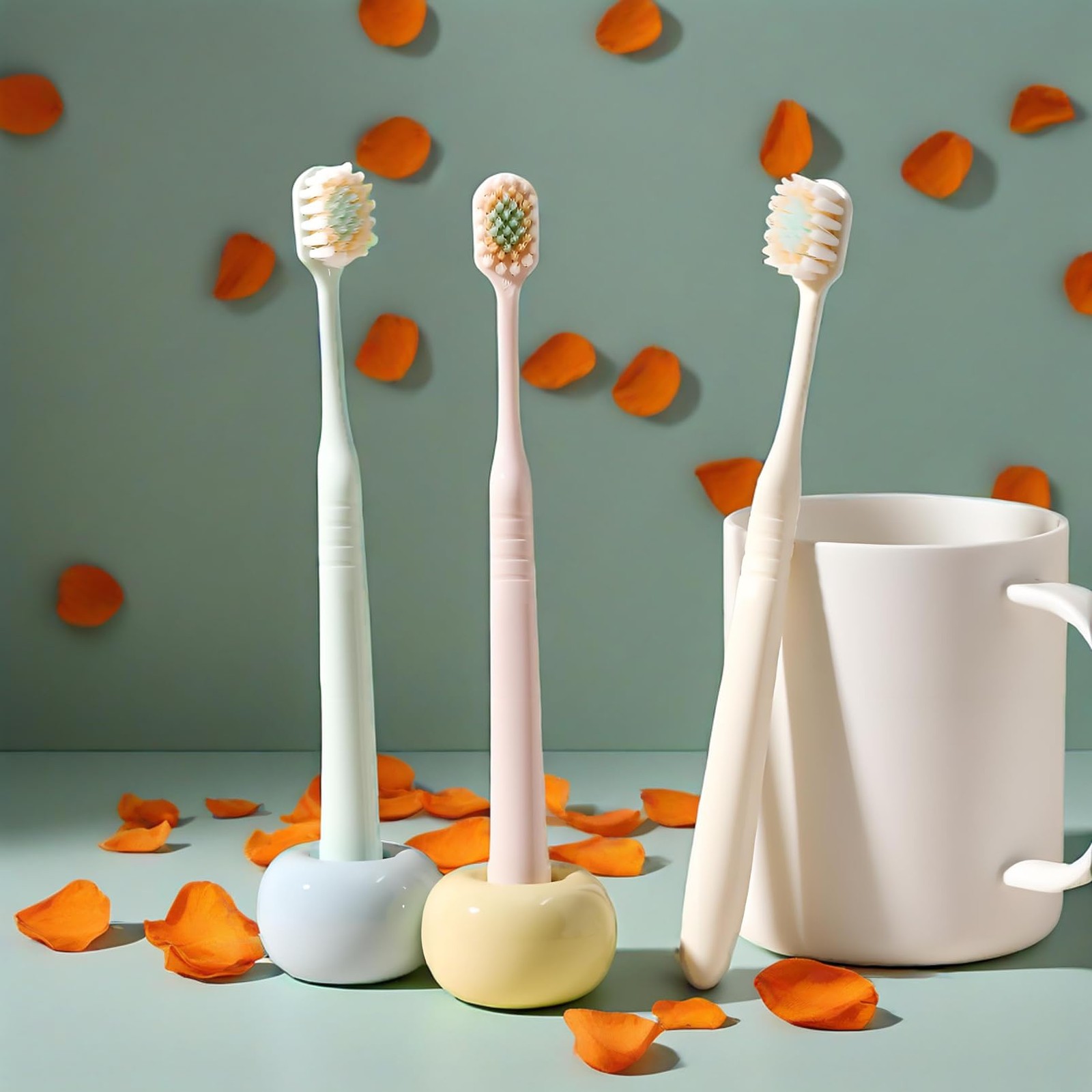 UltraSoft Toothbrushes, Thin Wide Head, 3Layer Tapered Bristles, 6 Pack