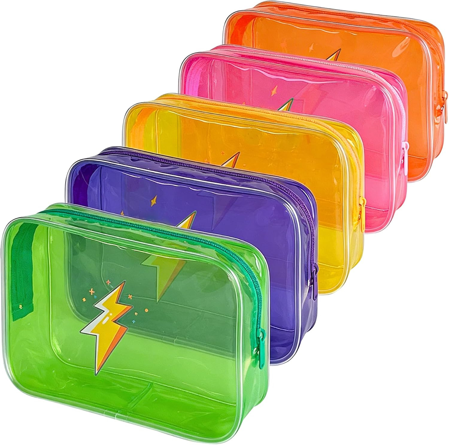 Neon TSA Approved Clear Toiletry Pouch, 7″X2.3″X4.7″ Size, PVC Travel Makeup Bag
