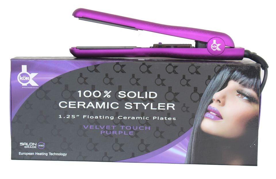 KOR Hair Straightener 100% Ceramic Pink & Purple Hair Iron 3 Years Warranty