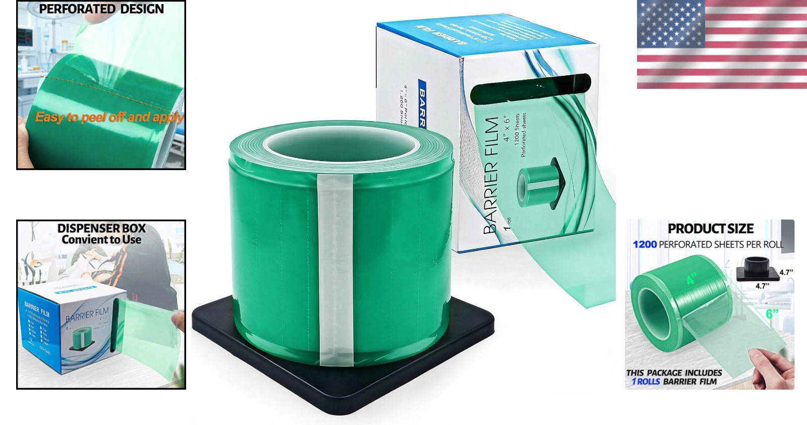 Self-Adhesive Green Tattoo Cover Film – Easy Tear and No Residue, 1200 Sheets