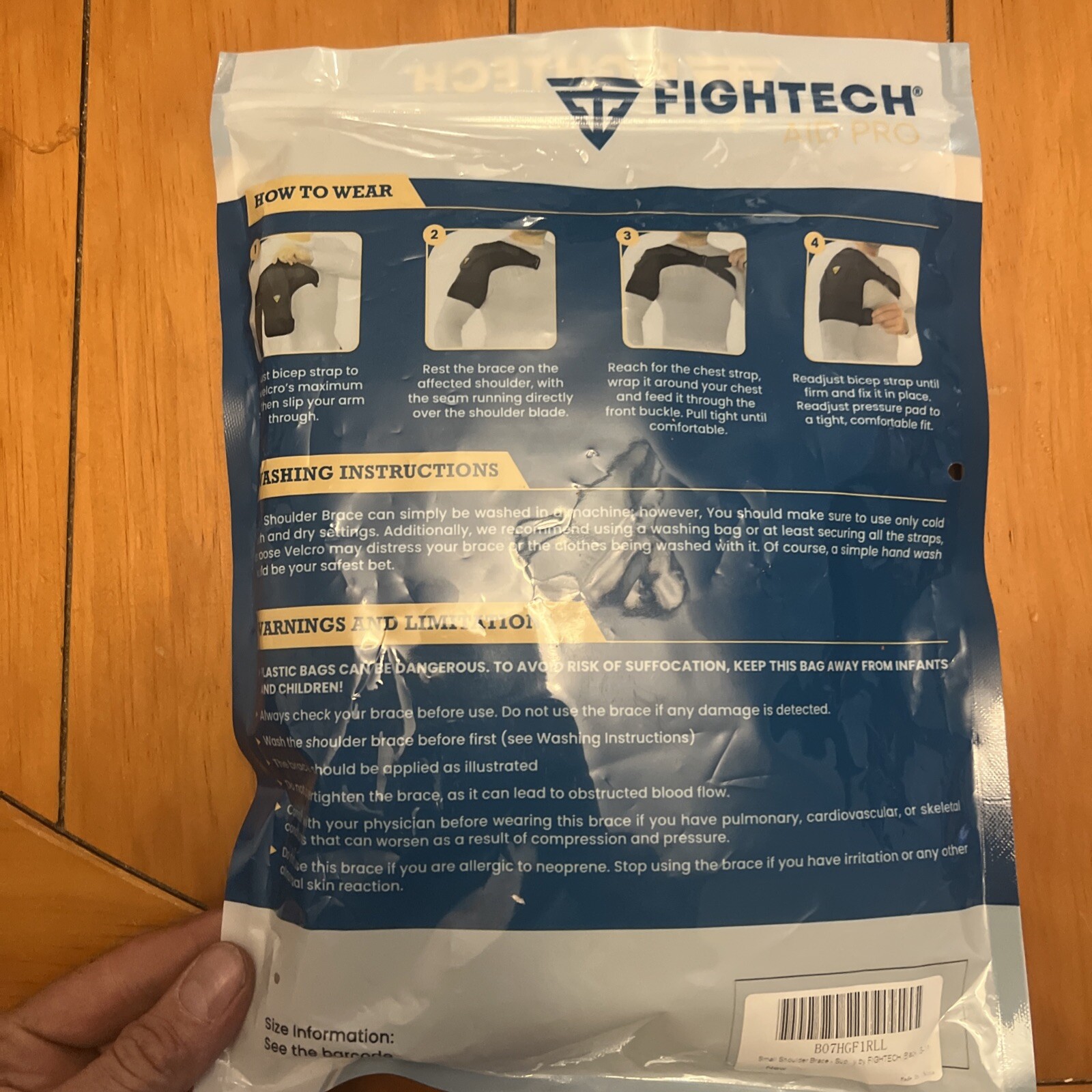Fightech Unisex Adults Black Latex Free Shoulder Brace Size S/M New