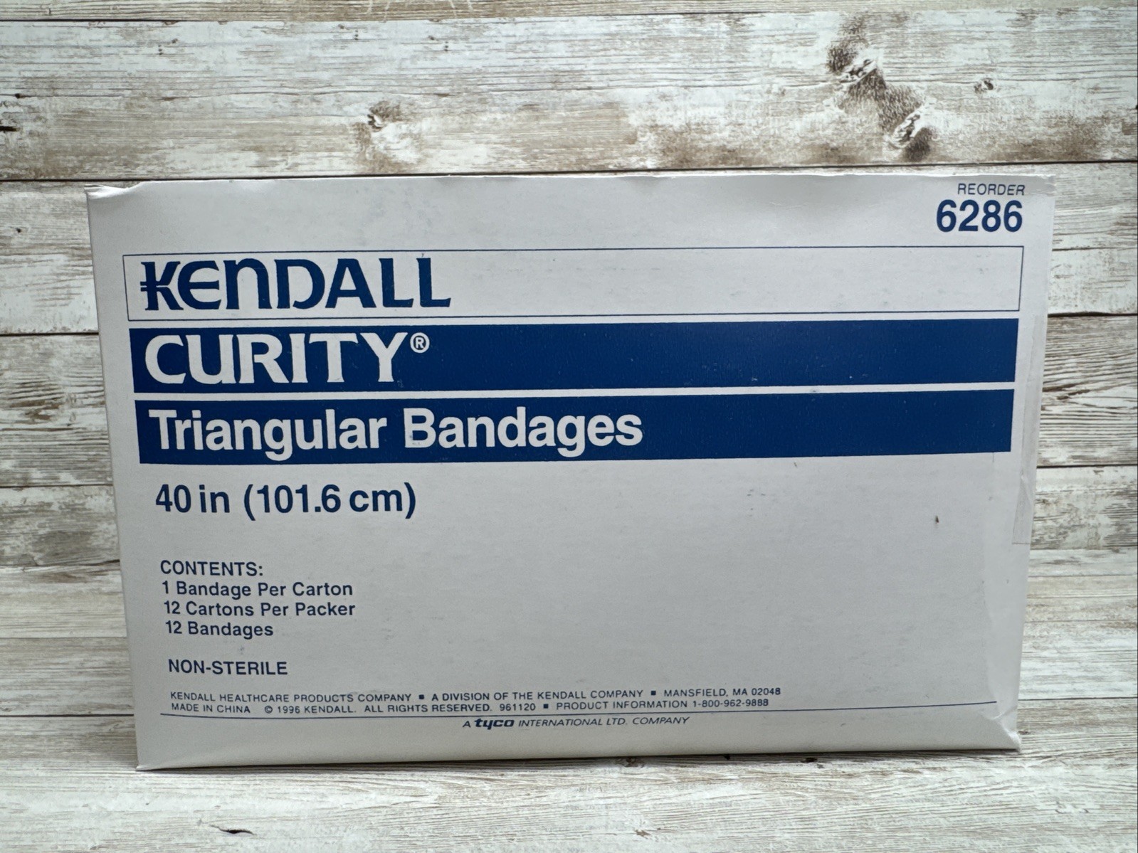 Kendall Triangular Bandage with Safety Pin Natural 6286 40x40x60” Box of 12