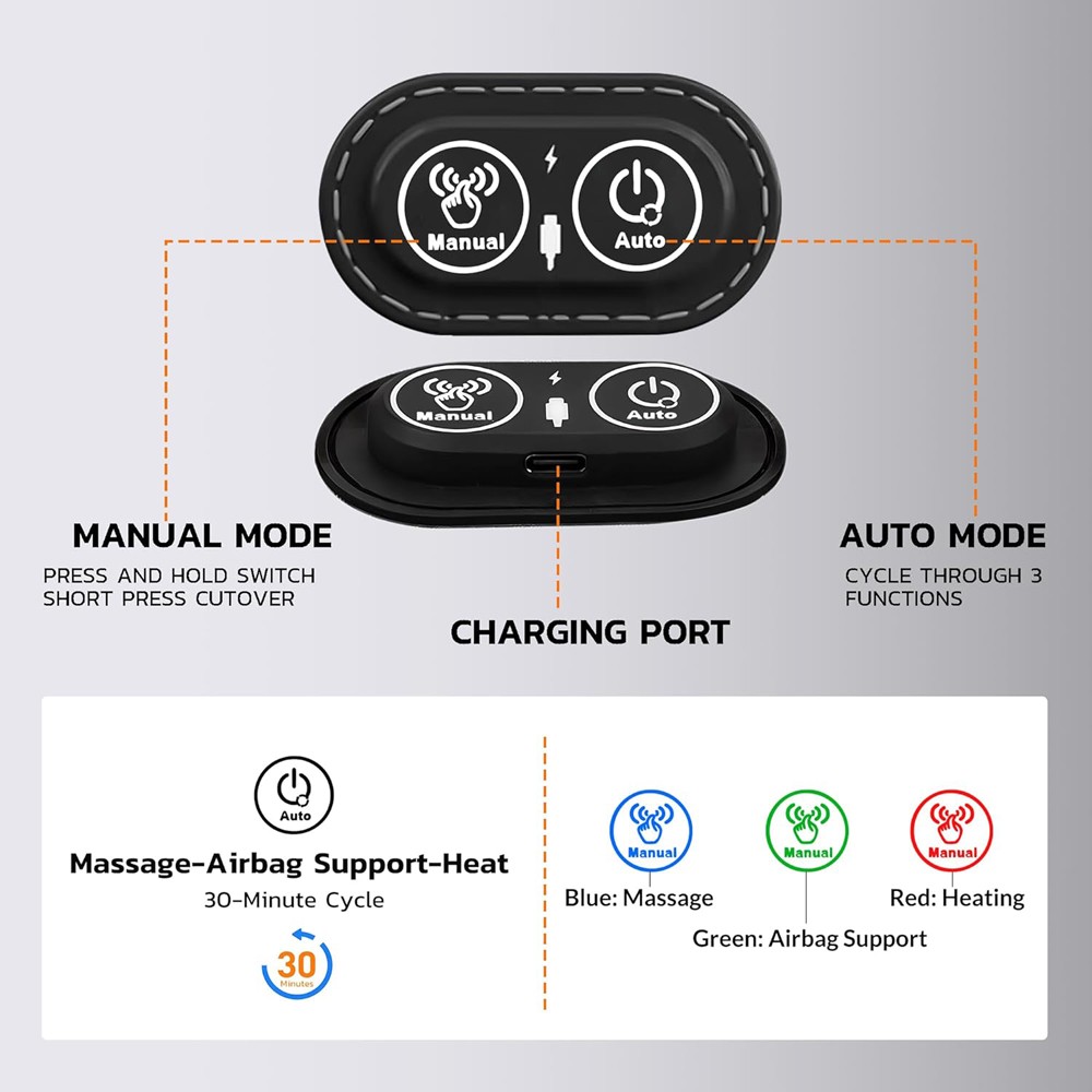 3 In 1 Lumbar Support Pillow Smooth Spine Triple Fusion Electric Back Massager