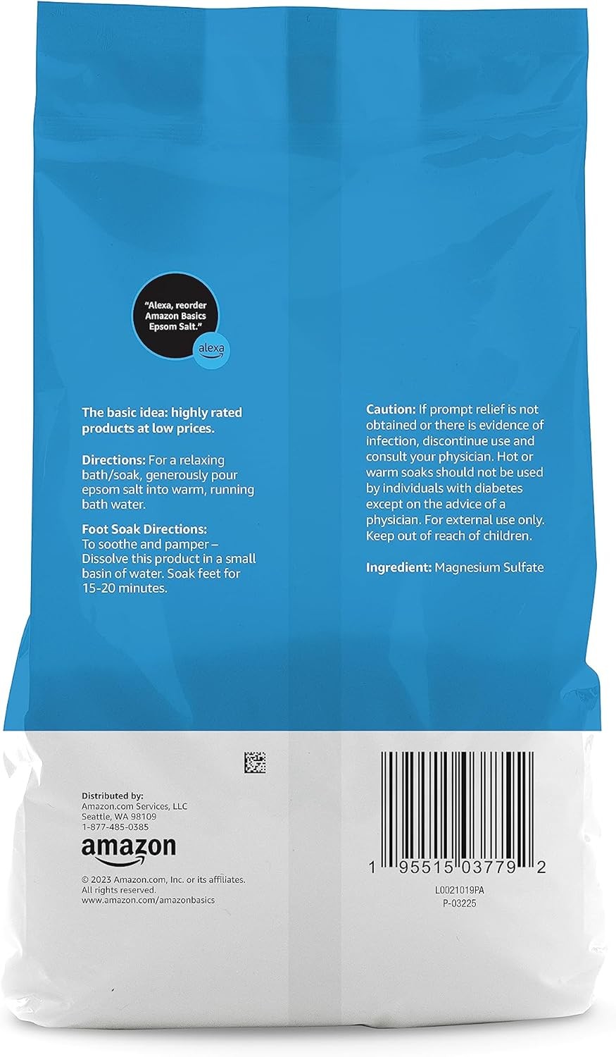 Amazon Basics Epsom Salt Soak, Unscented, Magnesium Sulfate USP, Muscle and Feet