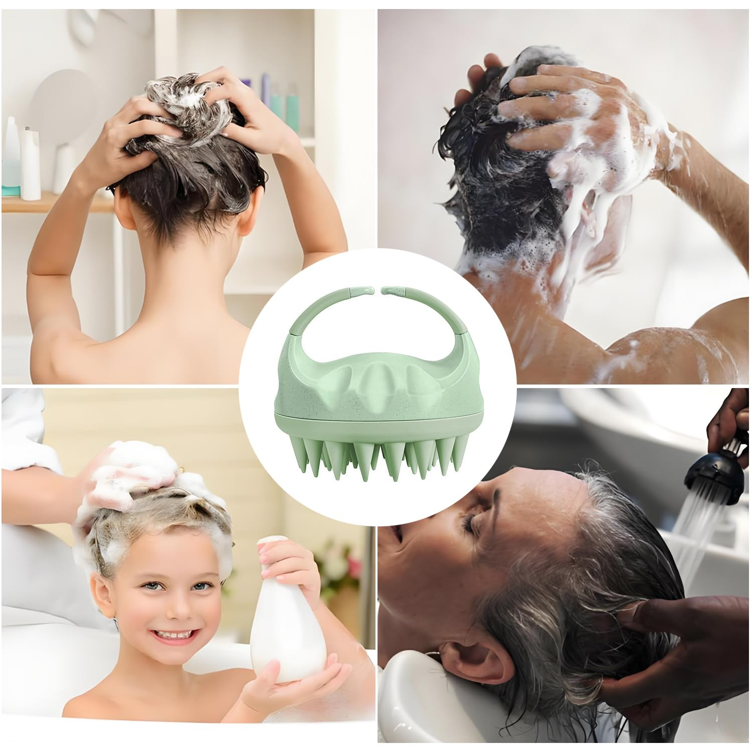 Silicone Scalp Massager Shampoo Brush Soft Bristles Wet Dry Hair