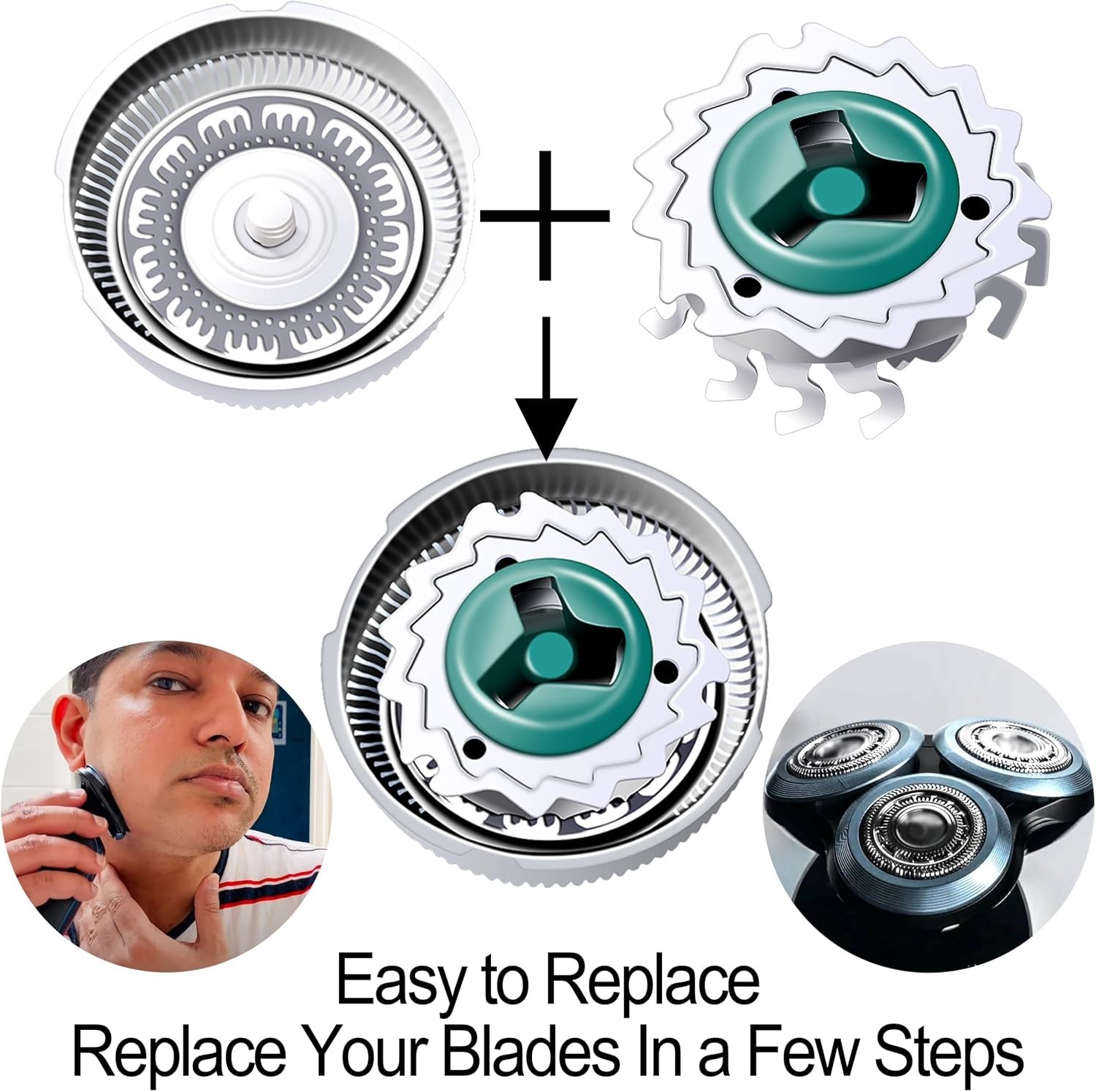 Easy-Install SH60/72 Replacement Shaving Heads for Norelco Series 6000 Razors