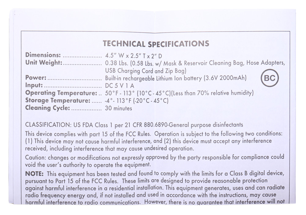 New Buyer Returned Clean Zone Continuous Positive Airway Pressure Crap Cleaner