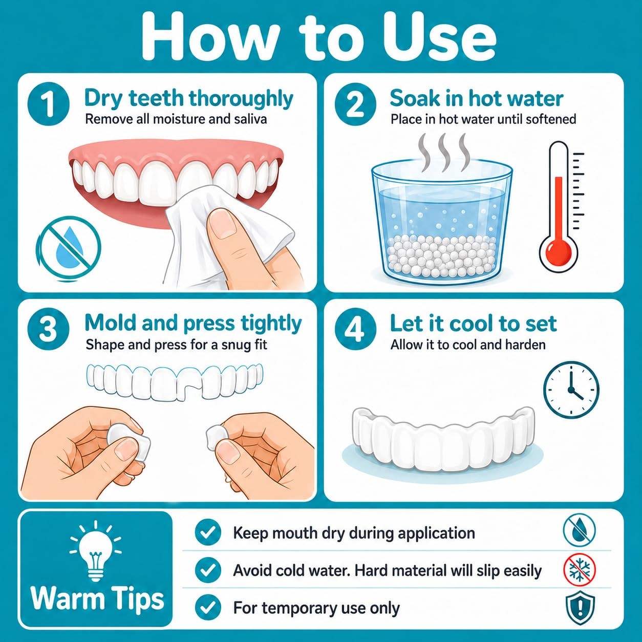 Sukh 10.9oz Moldable False Teeth Beads – Tooth Repair Kit,Repair Thermoplastic B