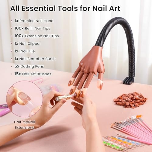 Practice Hand for Acrylic Nails, Magnetic Nail Practice Nail Practice Hand Set