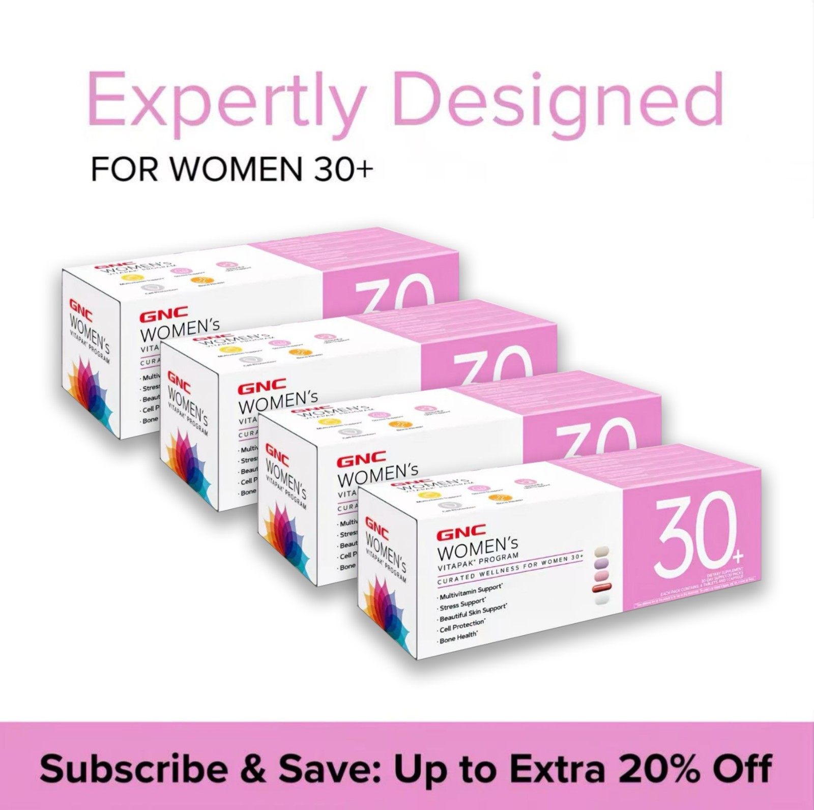 4 packs GNC Women’s 30+ Vitapak, Multivitamin for Daily-New health care