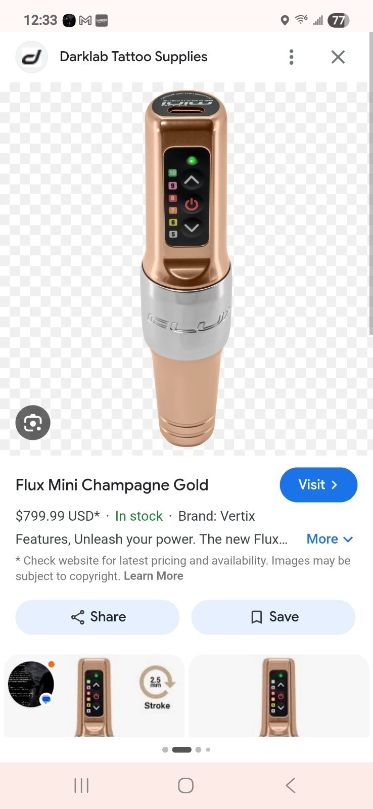 FK Iron Flux Mini Machine Champagne 2.5 stroke [Authentic] Made in USA