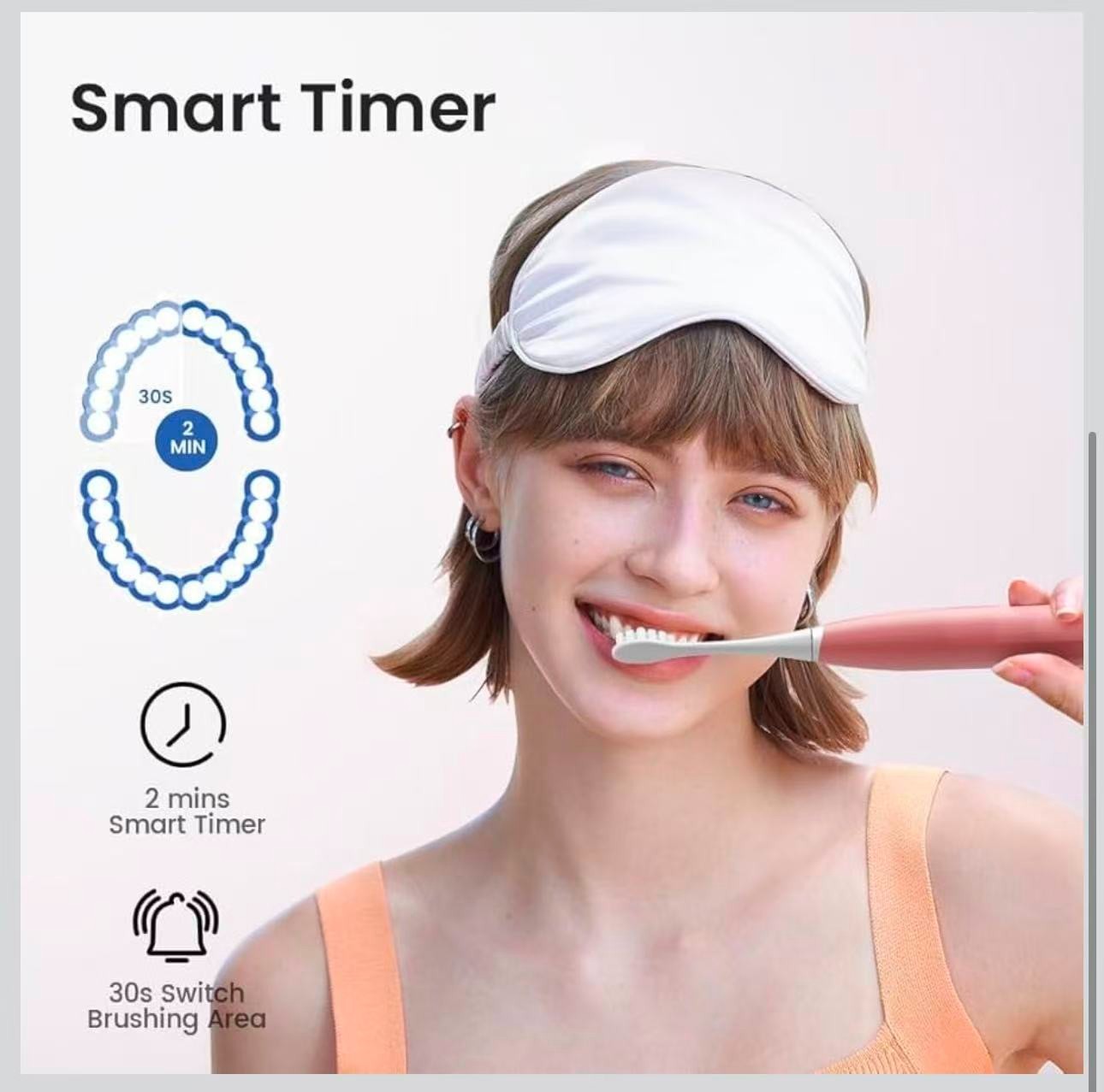 pink Electric Toothbrush Toothbrush with 6 Brush Heads5 Modes and Smart Timer