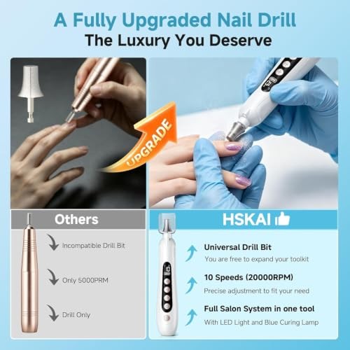 White Electric Nail File Drill – Cordless Toe Nail Grinder for Thick Zest