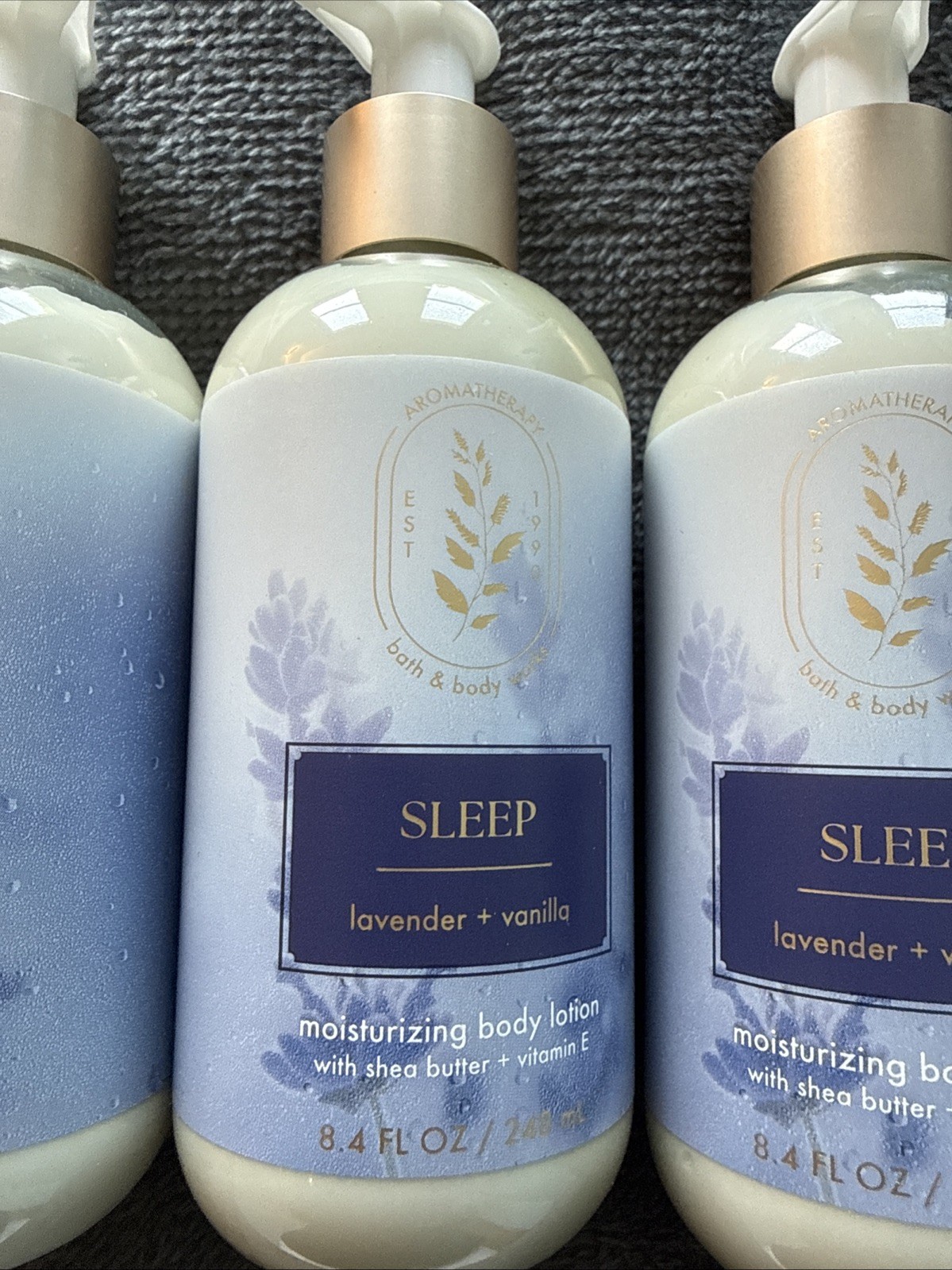 NEW Bath & Body Works Lot 3 Bottles Aroma Sleep Lavender Vanilla Lotion 8.4 oz