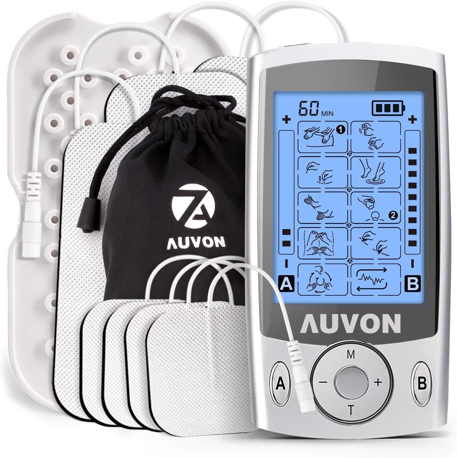 Dual Channel TENS Unit Muscle Stimulator – 20 Modes, 2″ & 2″x4″ Electrode Pads