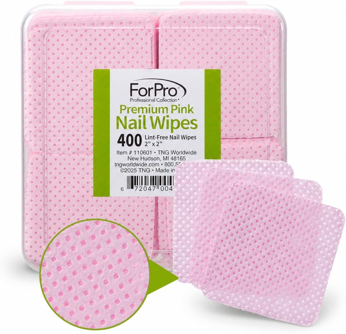ForPro Lint Free Nail Wipes, 400-Count Non-Woven Nail Polish Remover Pads, Super