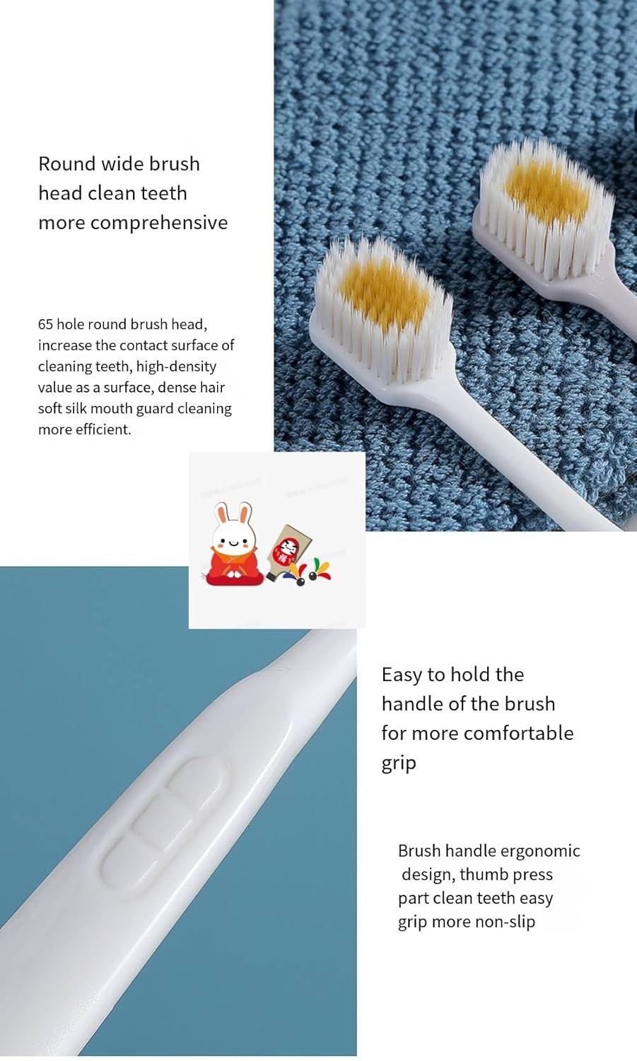 Japanese Wide Head Manual Soft Toothbrush for Adults Adult Manual Soft
