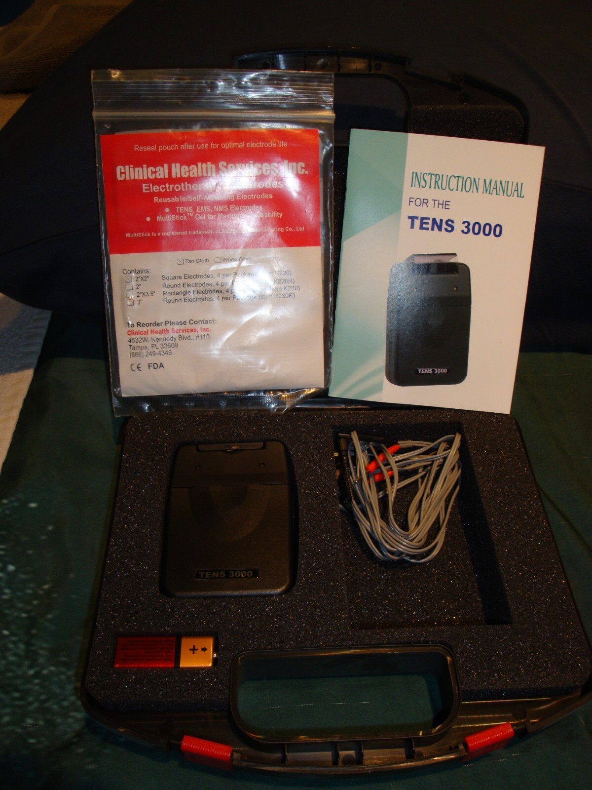 NEW TENS 3000 Analog UNIT with ELECTRODES PADS, COMPLETE