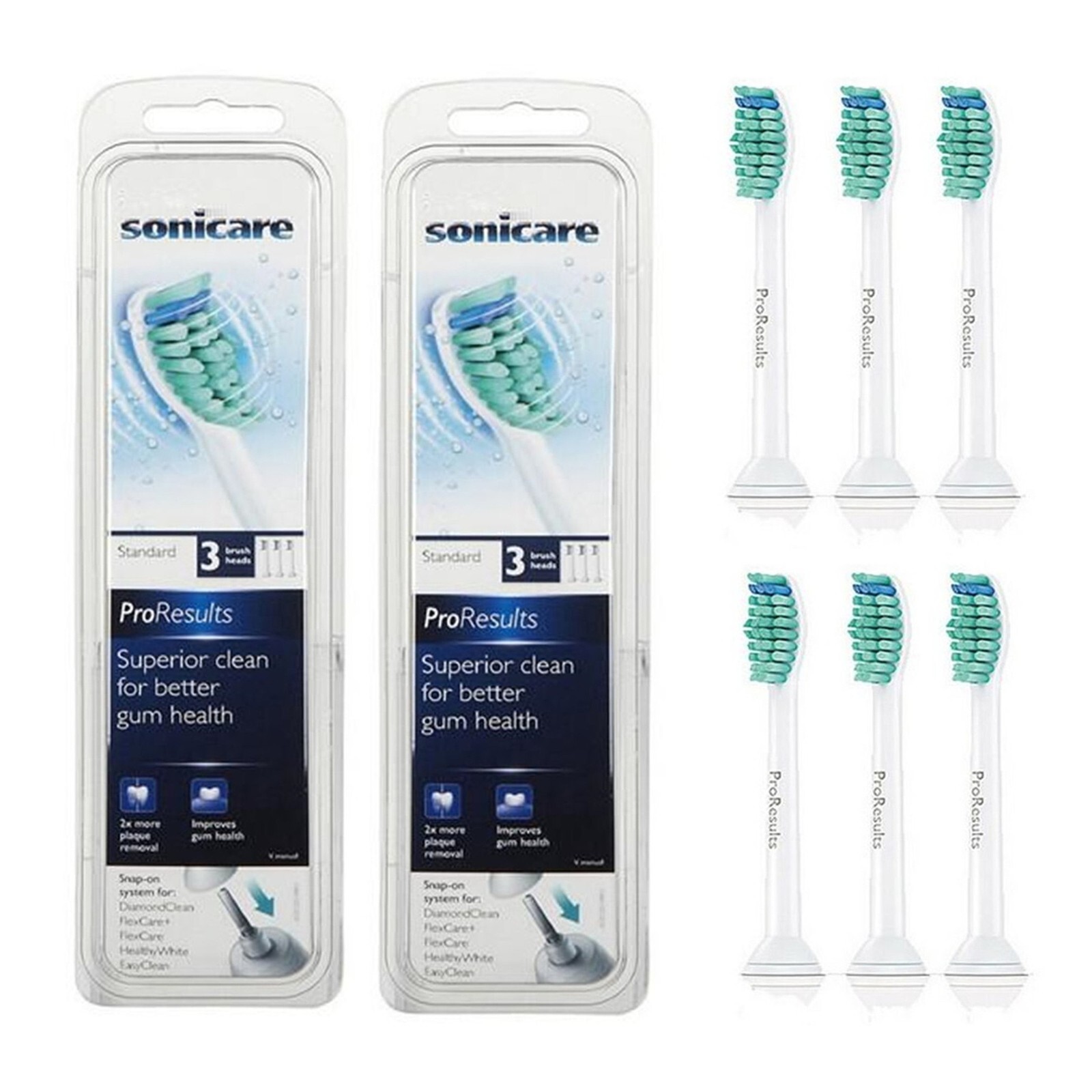 Philips Sonicare ProResults HX6013/64 Replacement Toothbrush Brush Heads – 6 Pcs