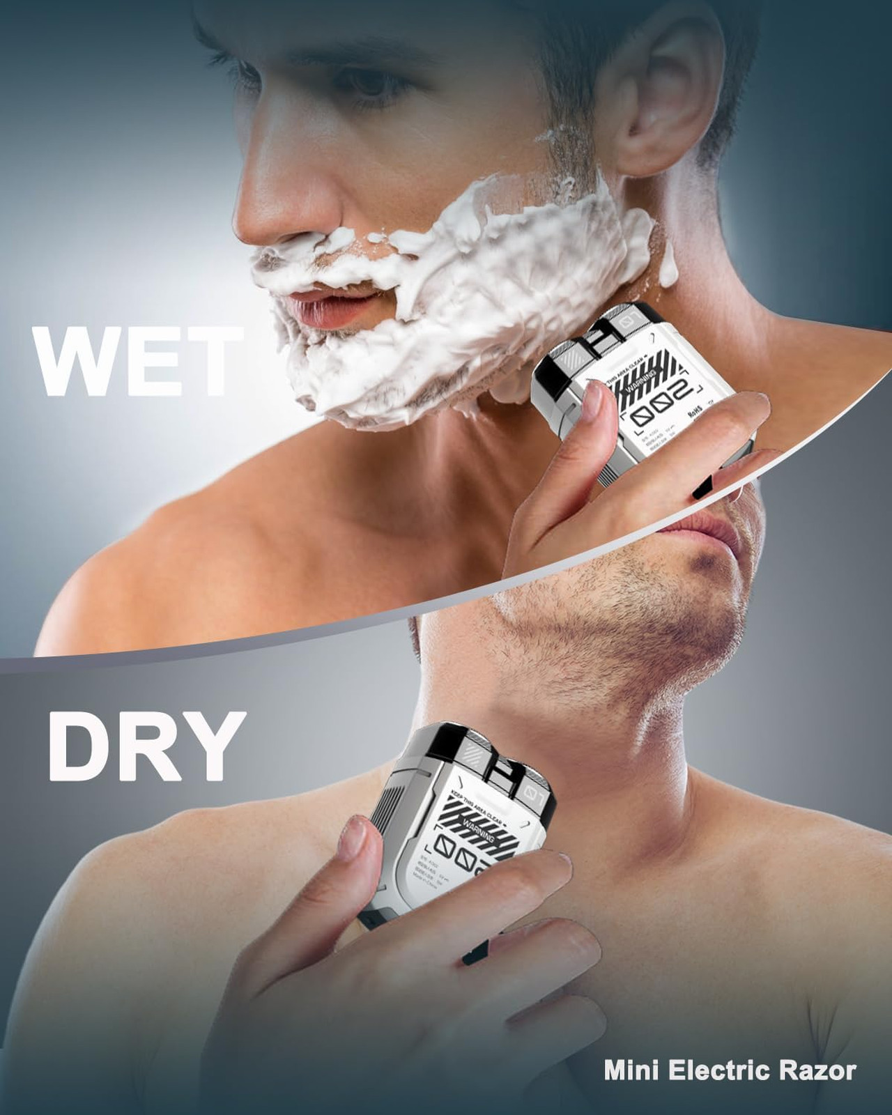 Men’s Portable Rotary Shaver IPX7 Waterproof Cordless USB Type C Rechargeable