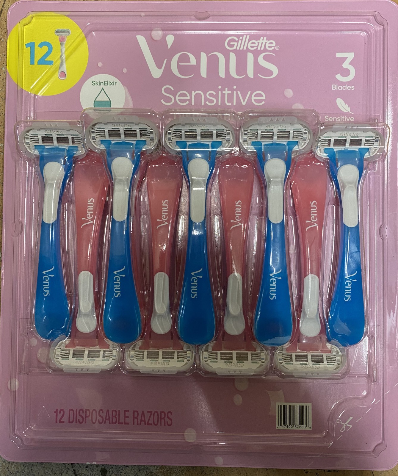 1 – 12 Pack Gillette Venus Sensitive Disposable Women’s Razors