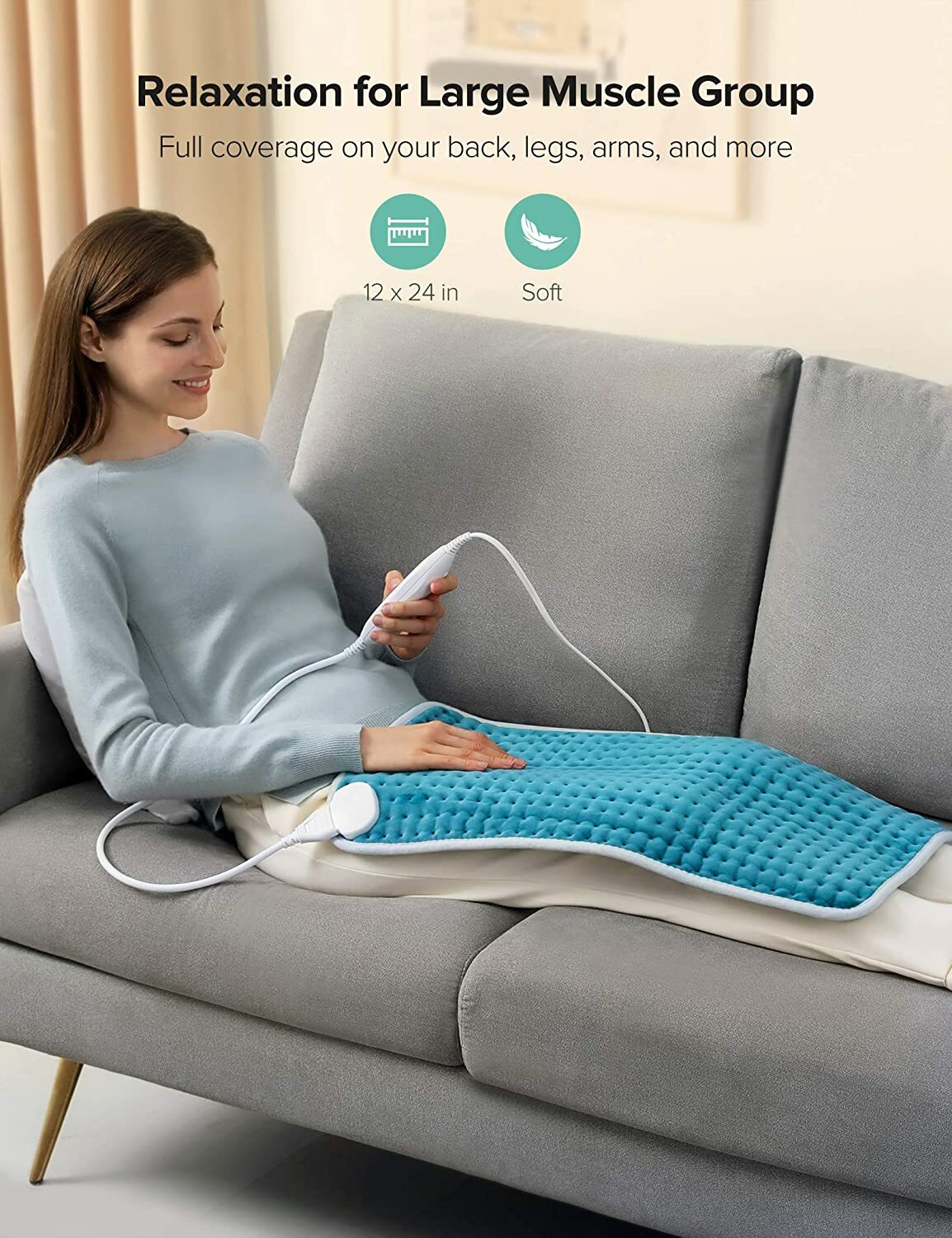 SABLE BD041 12″x24″ Heating Pad for Back Pain Cramps Relief (OPEN BOX) EPS28