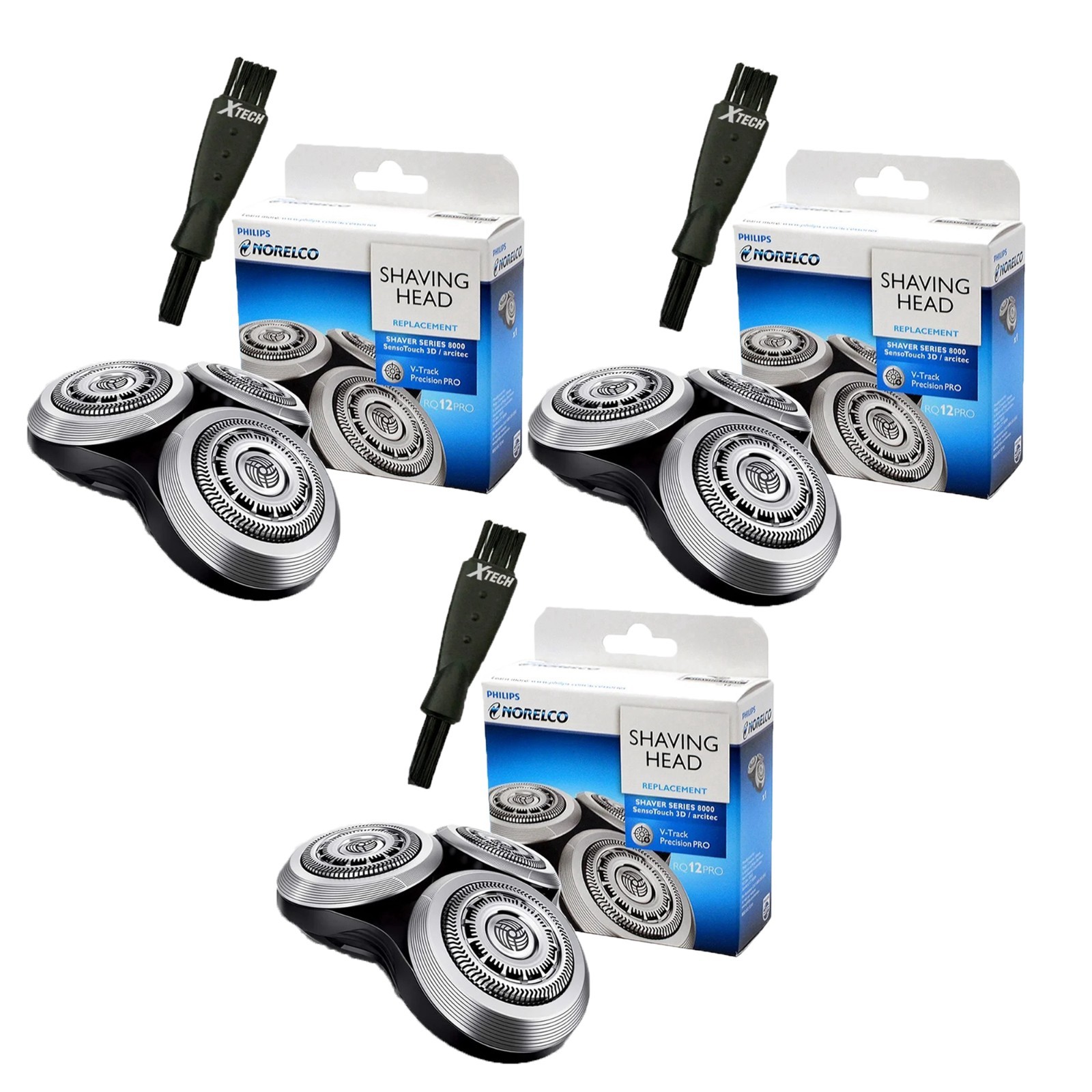 NEW Norelco 8000 Series RQ12PRO Senso Touch 3D Replacement Shaving Heads-3 PC
