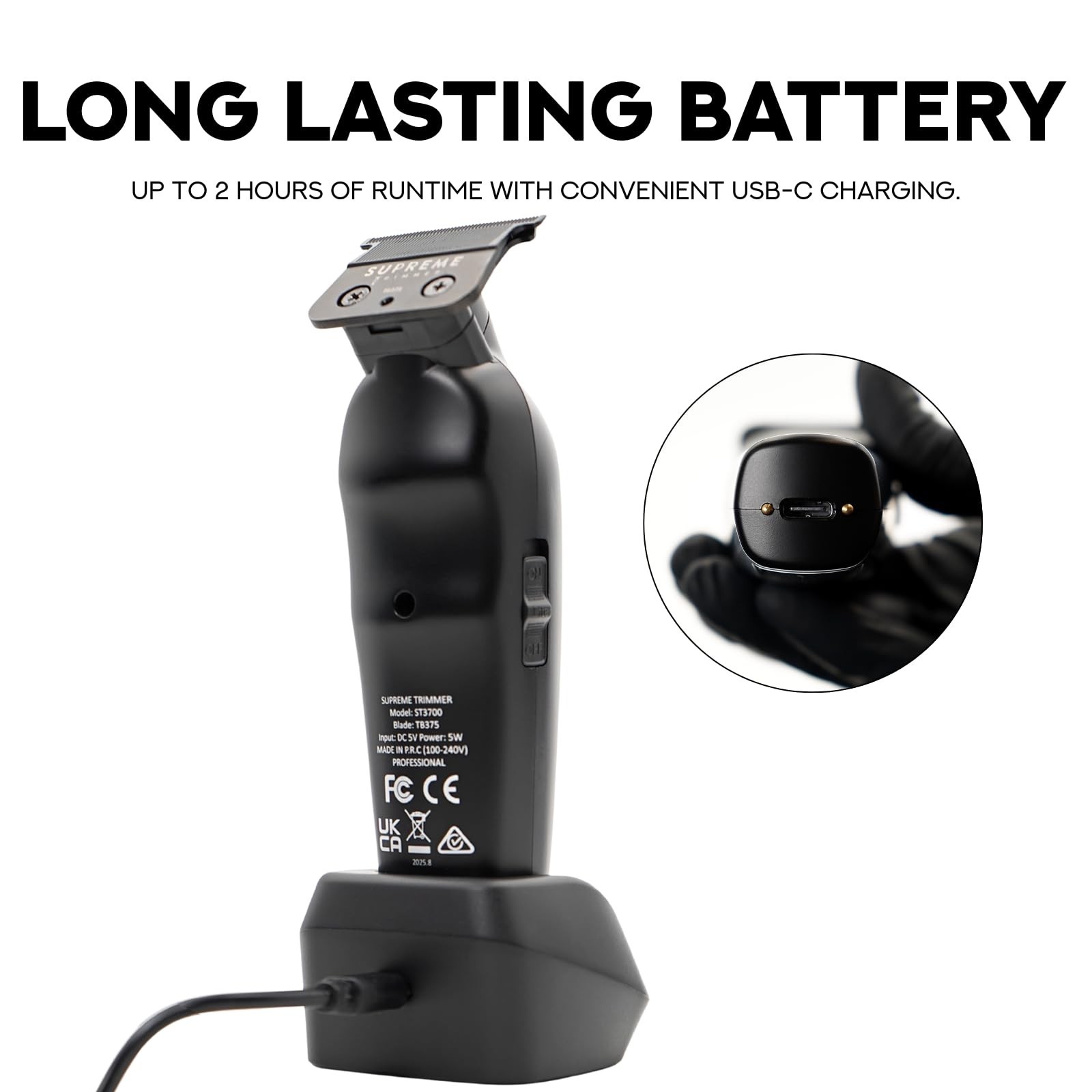 Professional Cordless Barber Trimmer – Ultra Sharp Zero Gap T-Blade, 7000 RPM, U