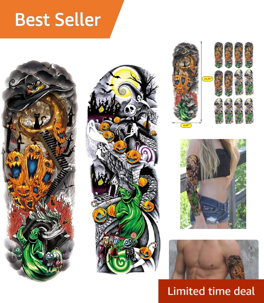 Nightmare Before Christmas Full Arm Temporary Tattoo Set