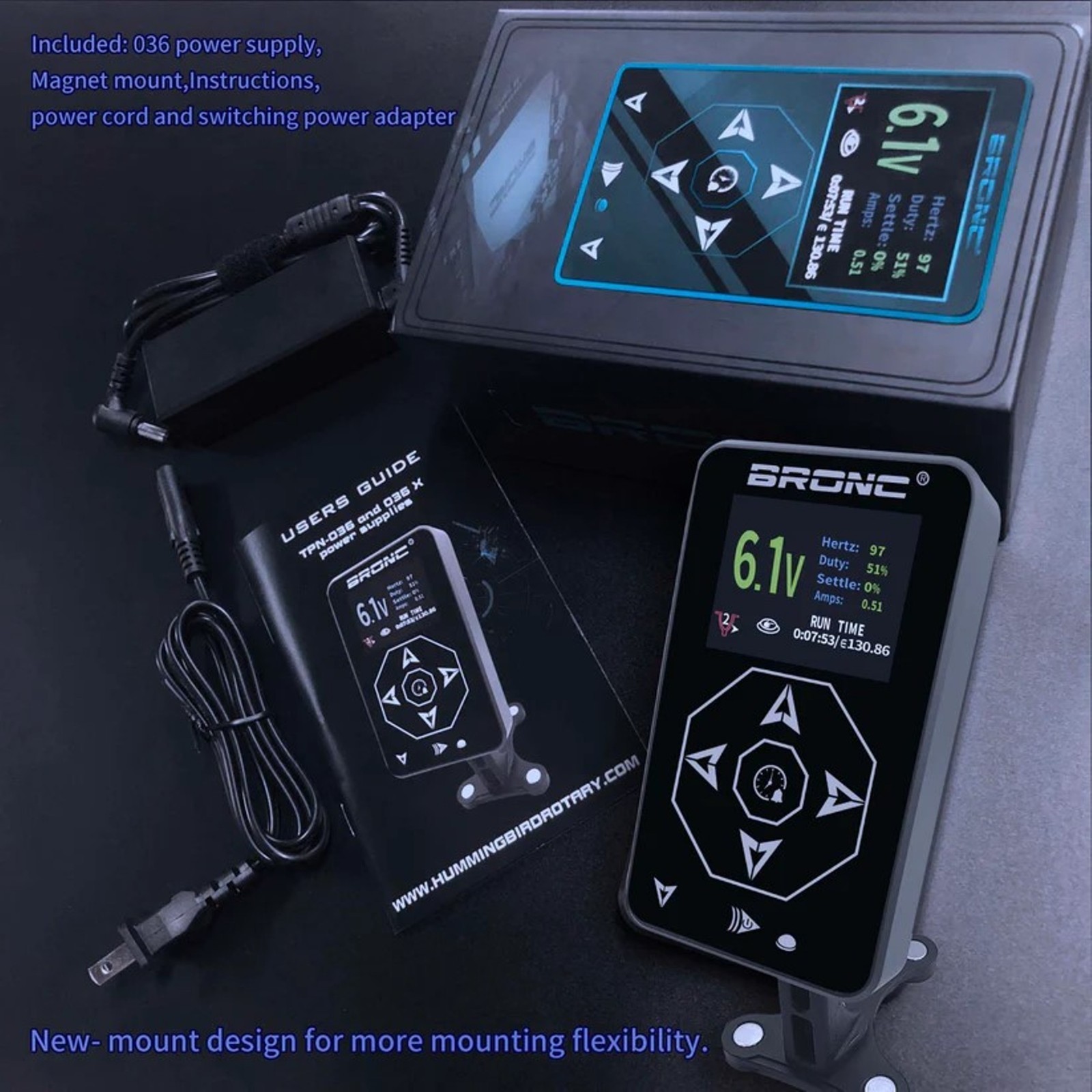 New Generation BRONC Professional Tattoo Power Supply Digital LCD Display