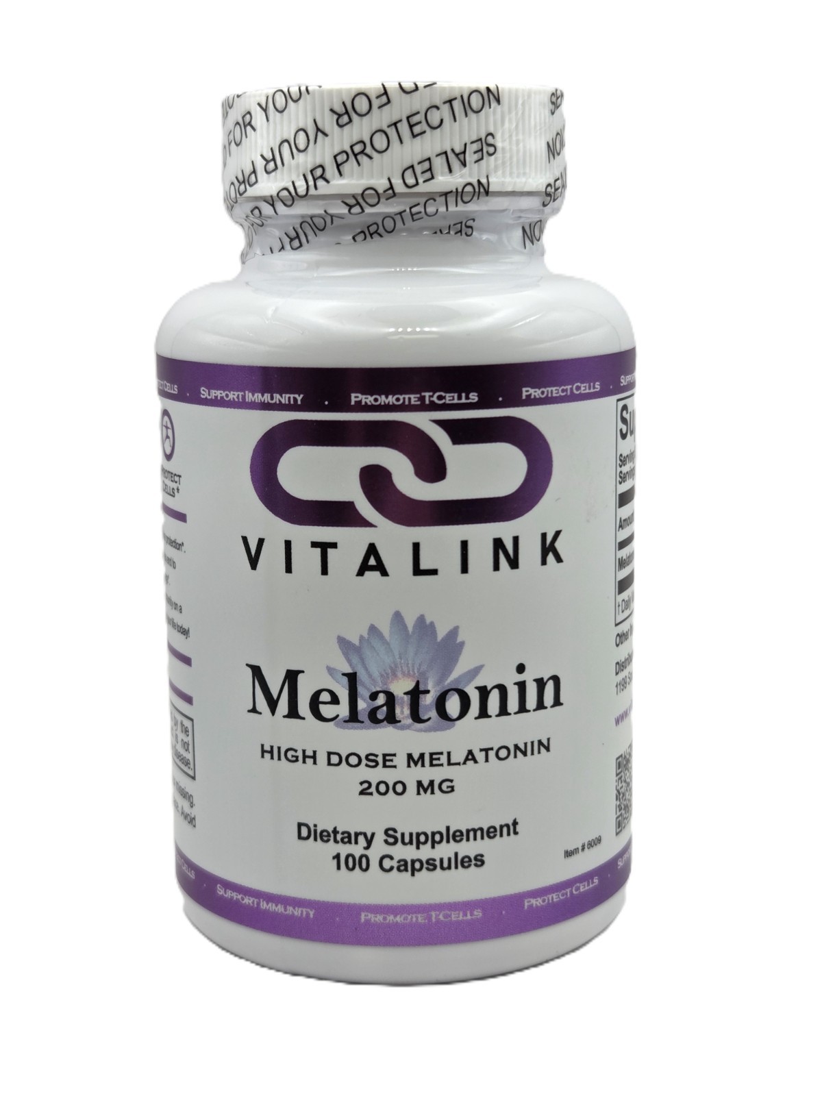 VitaLink High Dose Melatonin 200 mg 100 Capsules (Potent Immune Support)