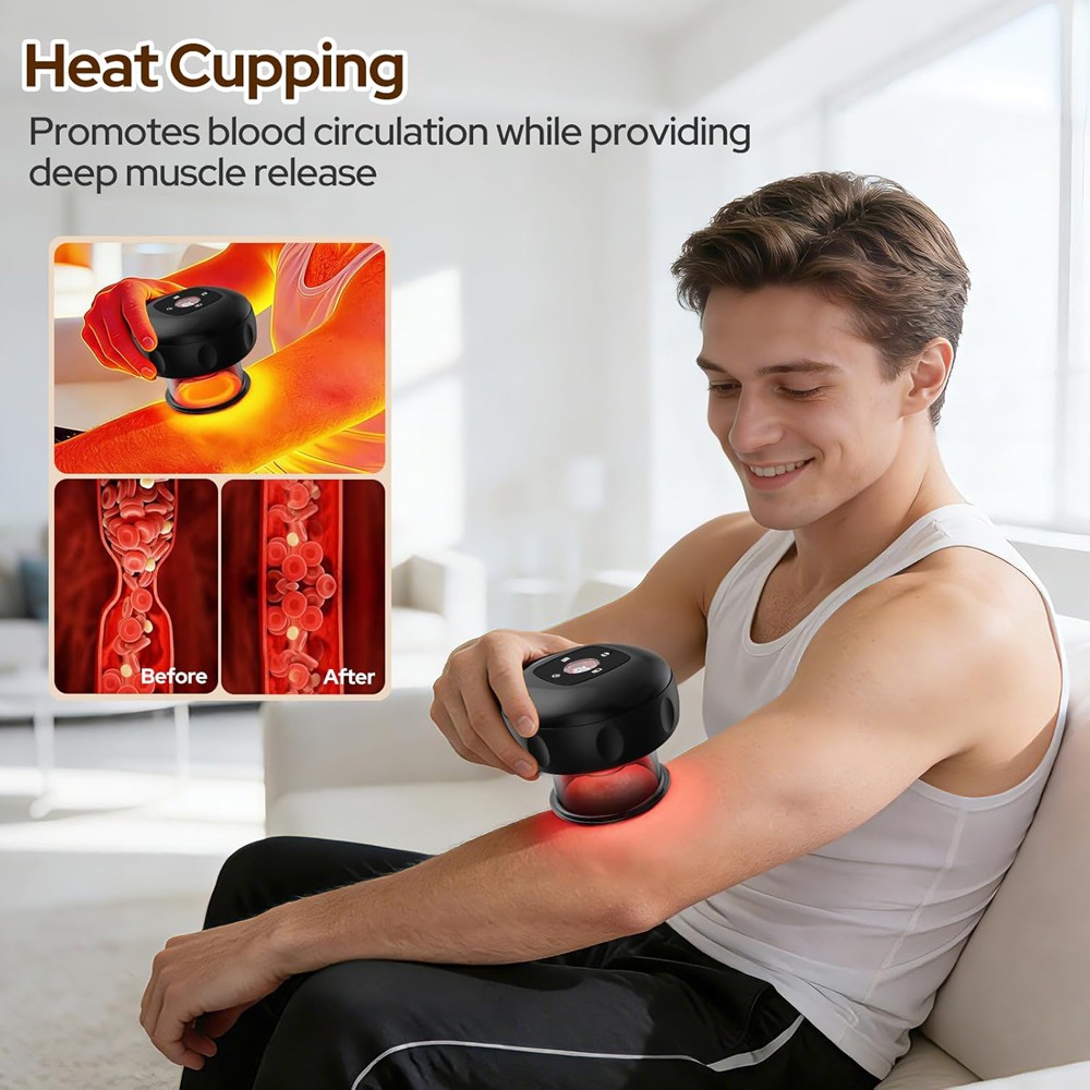 2PC Electric Heating Cupping Therapy Set Gua Sha Anti Cellulite Therapy Massager