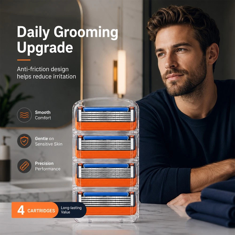 16PC Shaving Razor Blades Refills Compatible for GiIIette Fusion 5 Proglide