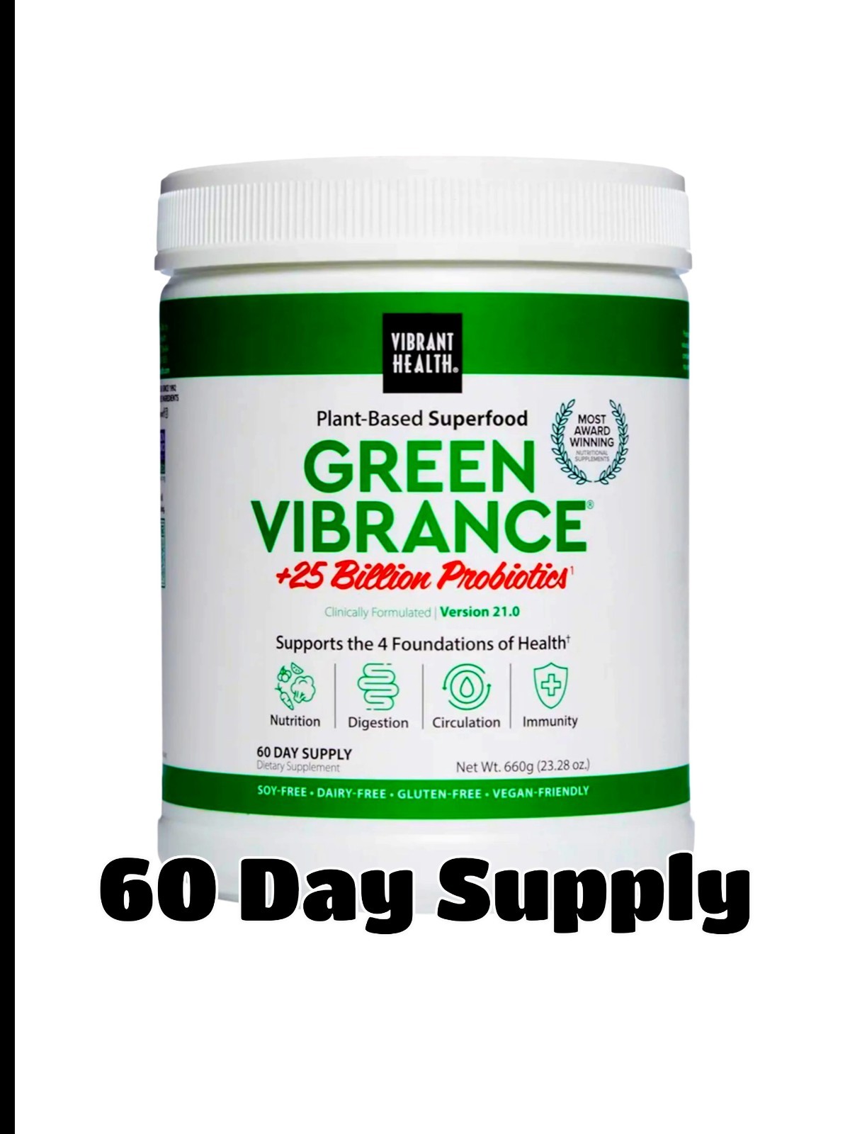 1- Vibrant Health Green Vibrance 60 Servings Powder 660g 23.28 oz