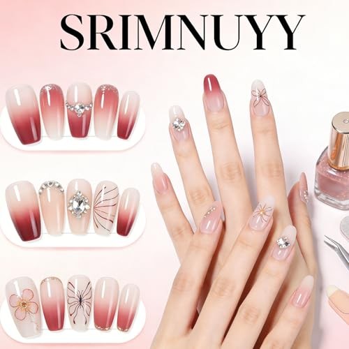 Medium Press on Nails Square False Nails with Glitter Design White French Tip