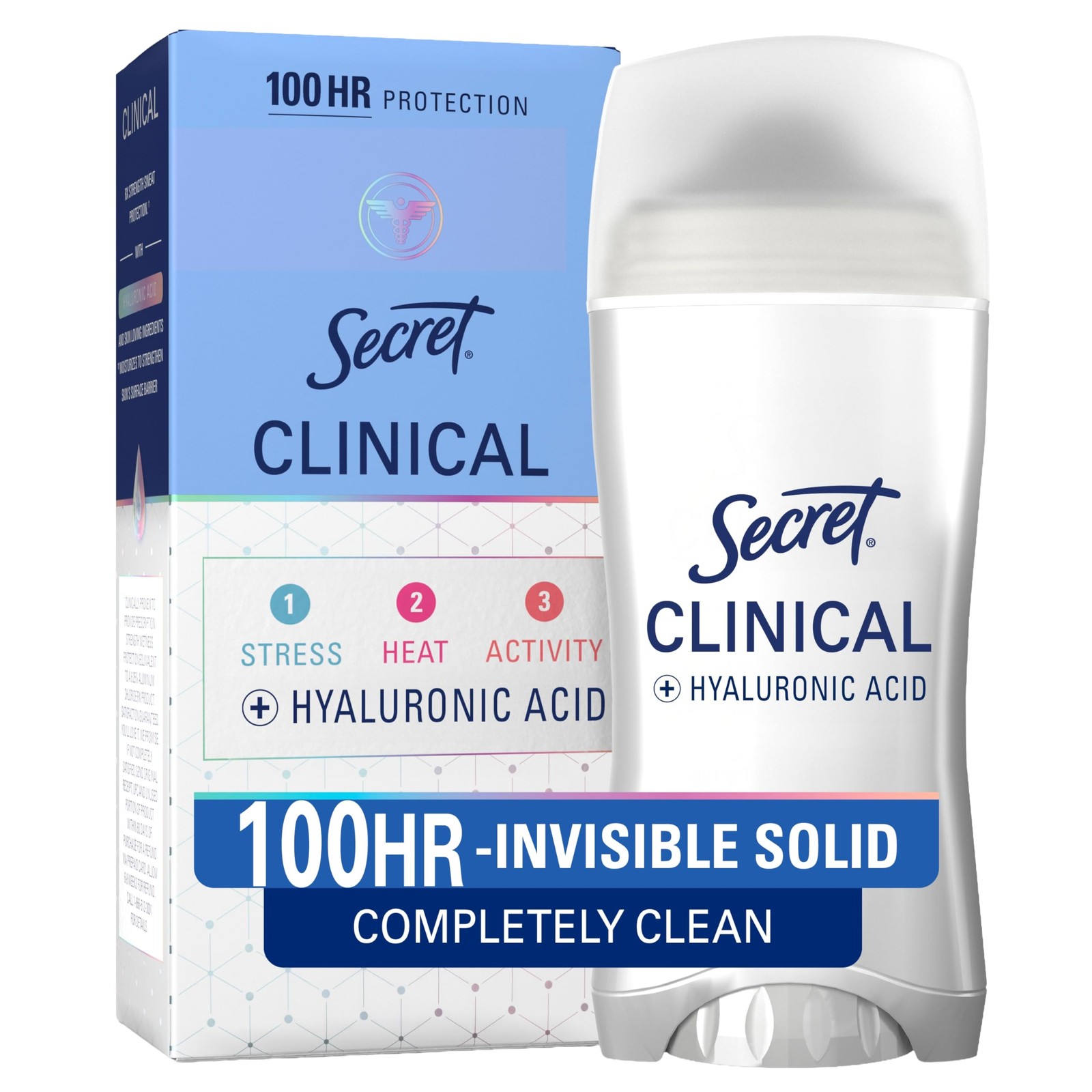 Secret Clinical Strength 100HR Sweat & Odor, Completely Clean Invisible Solid An
