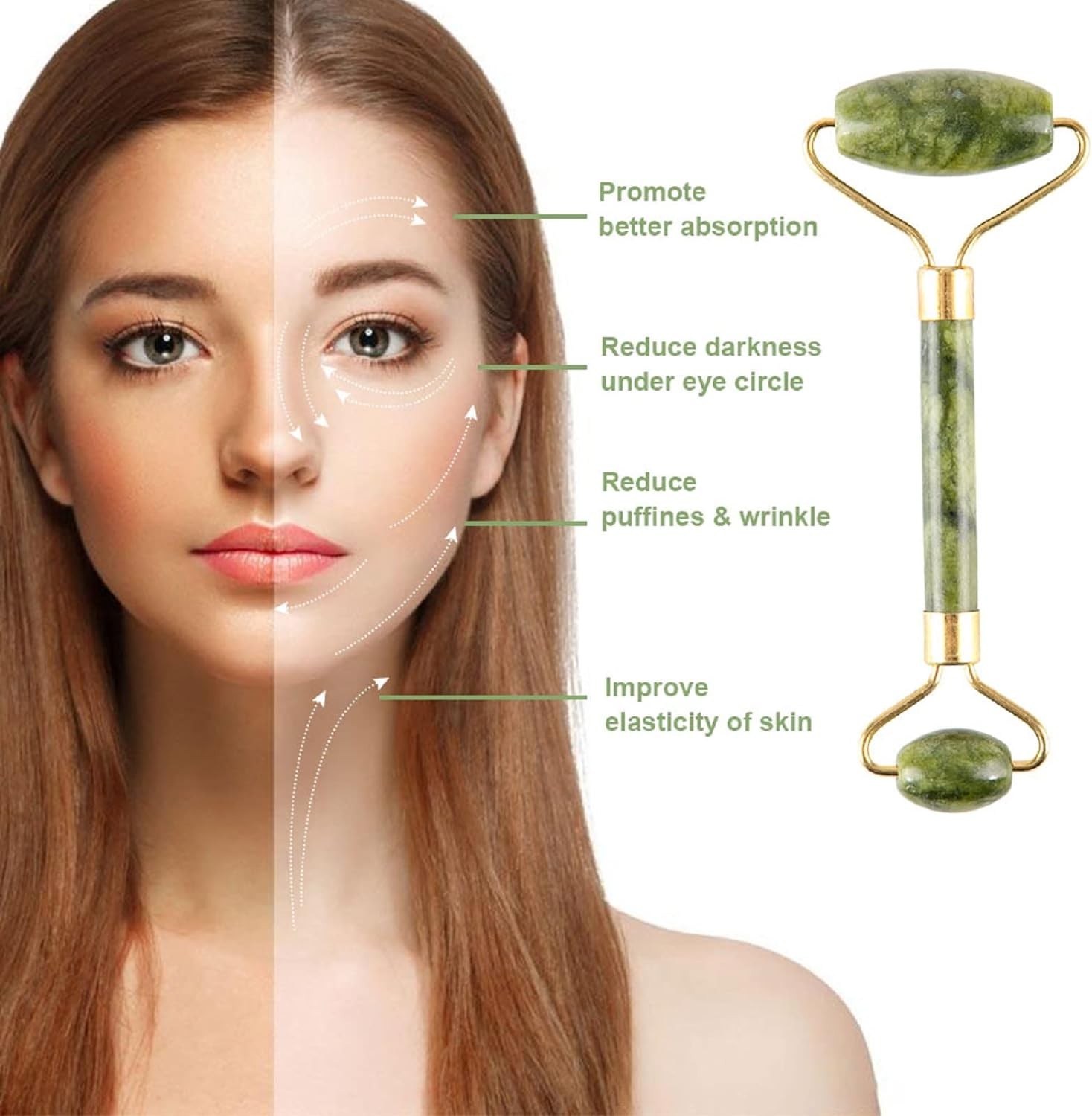 Jade Roller Gua Sha Facial Massage Set 5PCS Face Sculpting Skin Care Tool