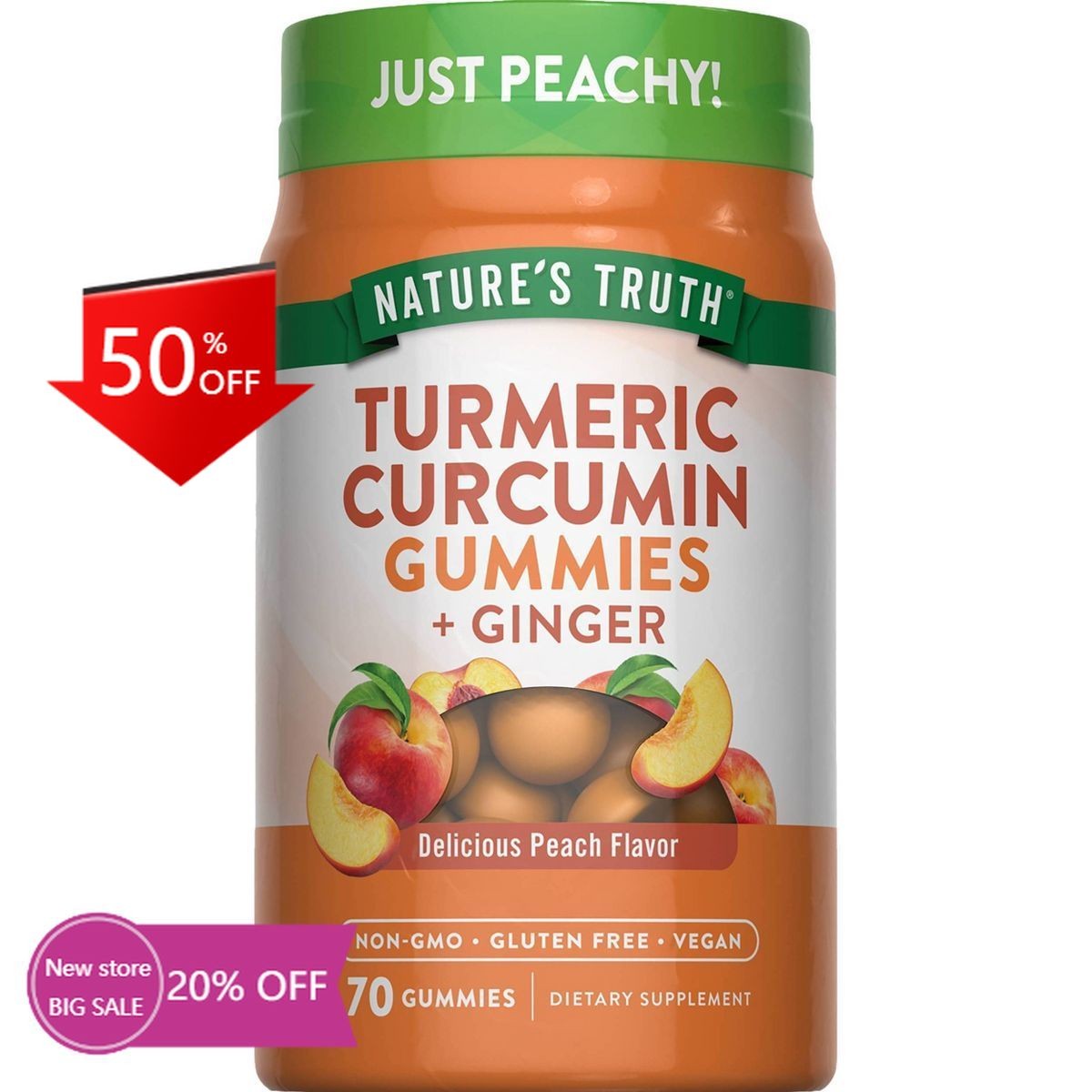 Nature’s Truth Turmeric & Ginger Vegan Gummies – 70ct: Dietary Supplements