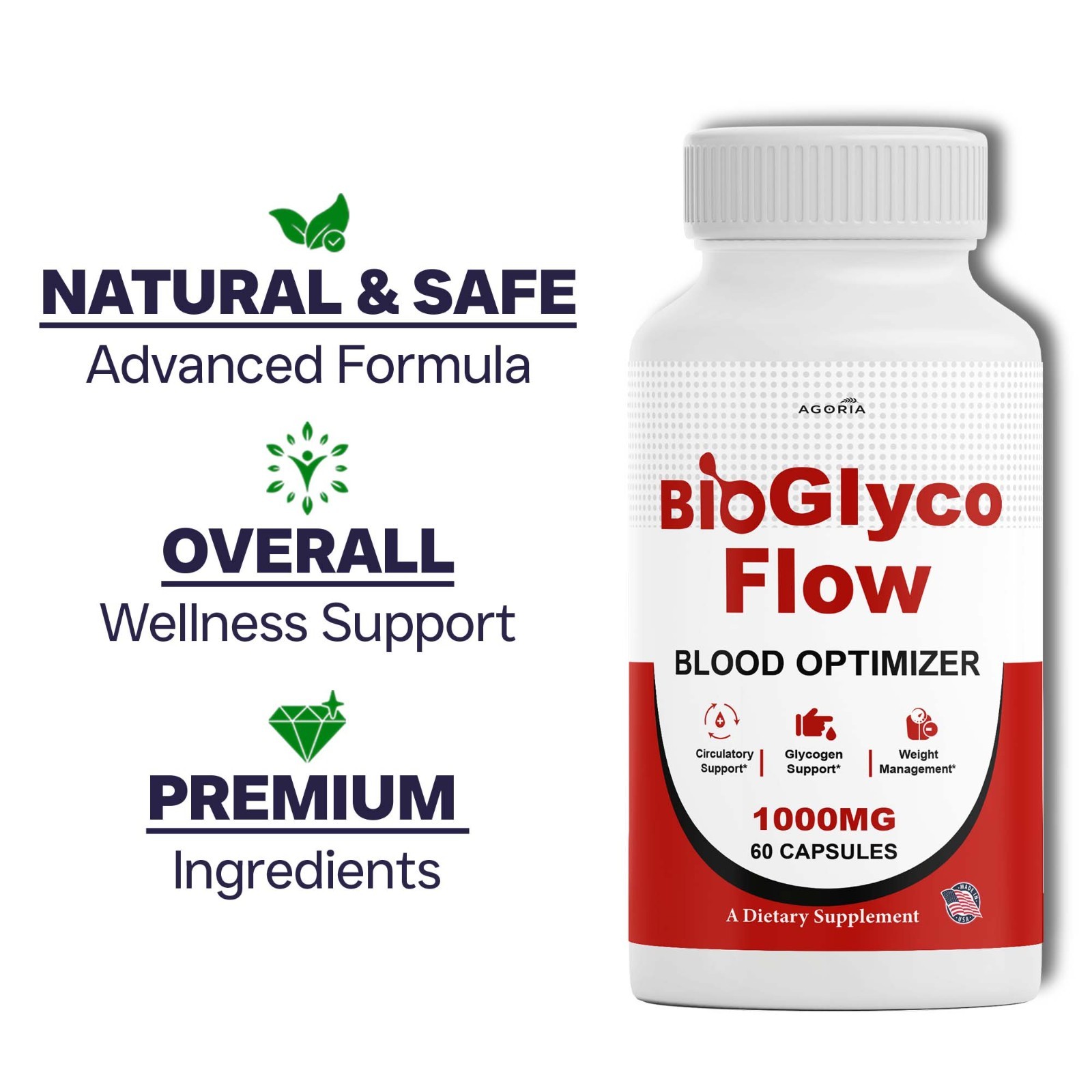 ( 6 Pack ) BioGlyco Flow Blood Health Support Dietary Supplement Capsules