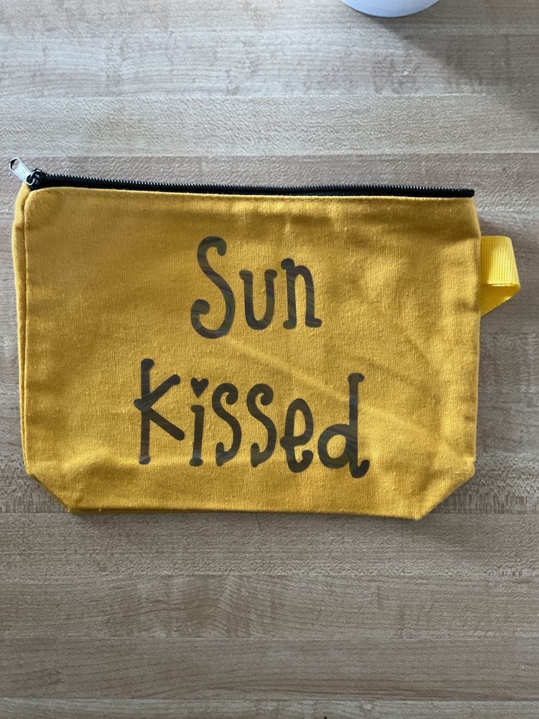 Sun Kissed Yellow Canvas Zipper Pouch Cosmetic Bag