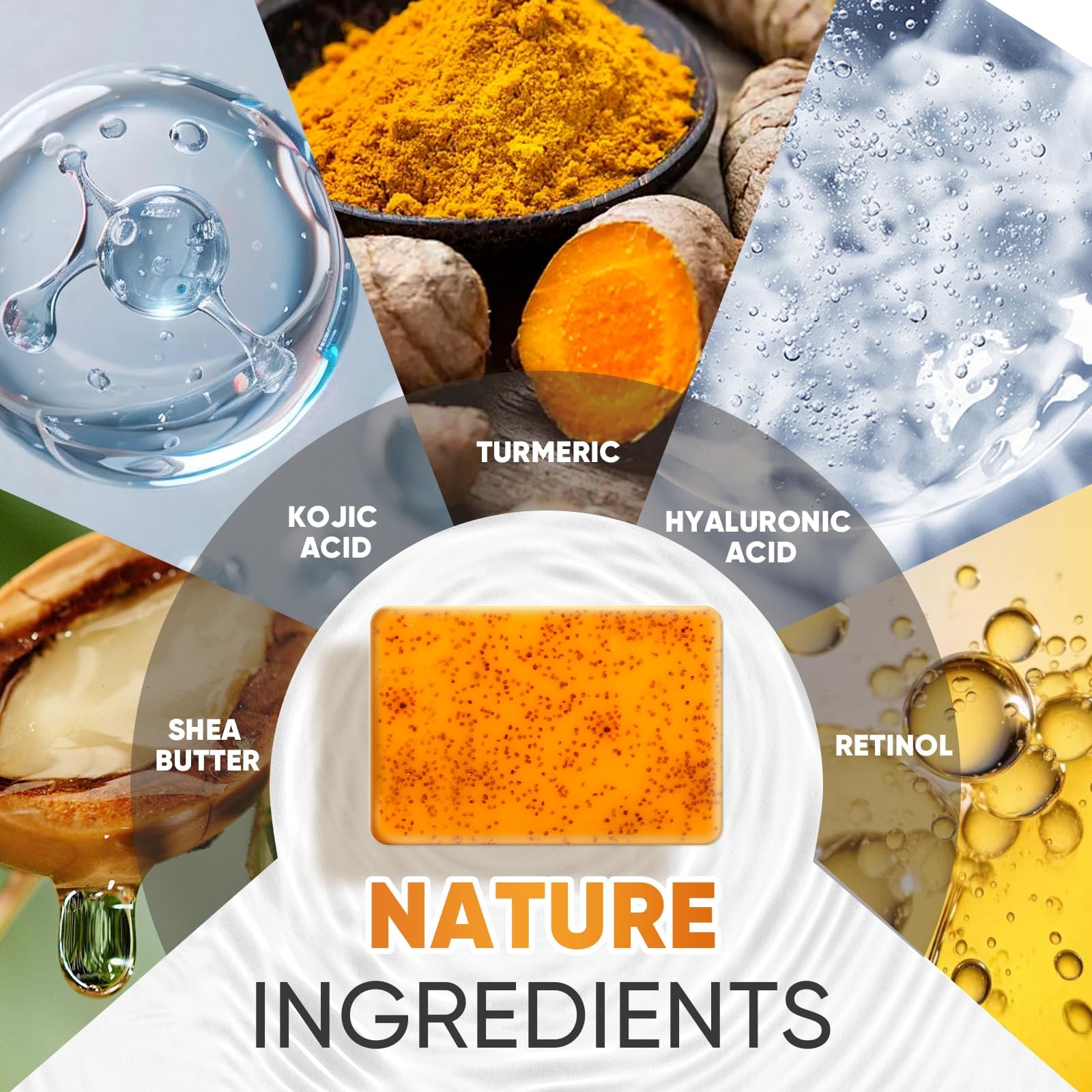3 Pack Turmeric Kojic Acid Soap Bars – Infused with Retinol, Hydrolyzed Collagen