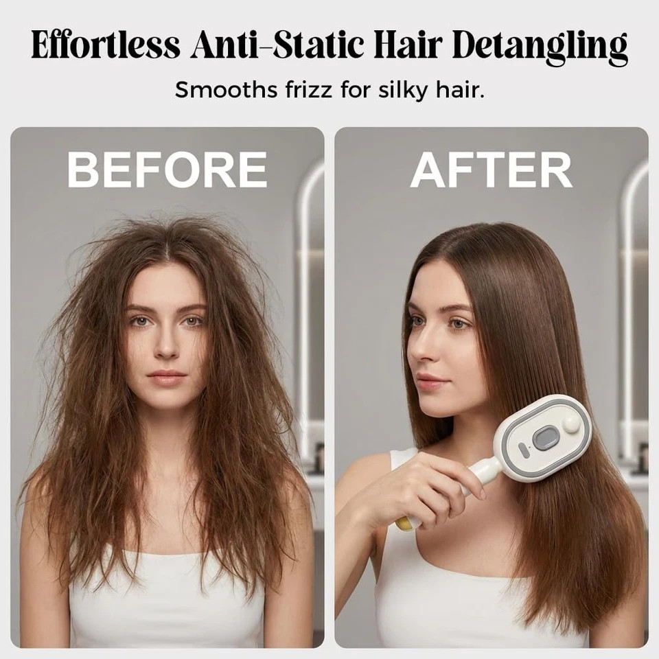 3-in-1 Electric Mist Spray Hair Brush Air Cushion Massage Comb Portable