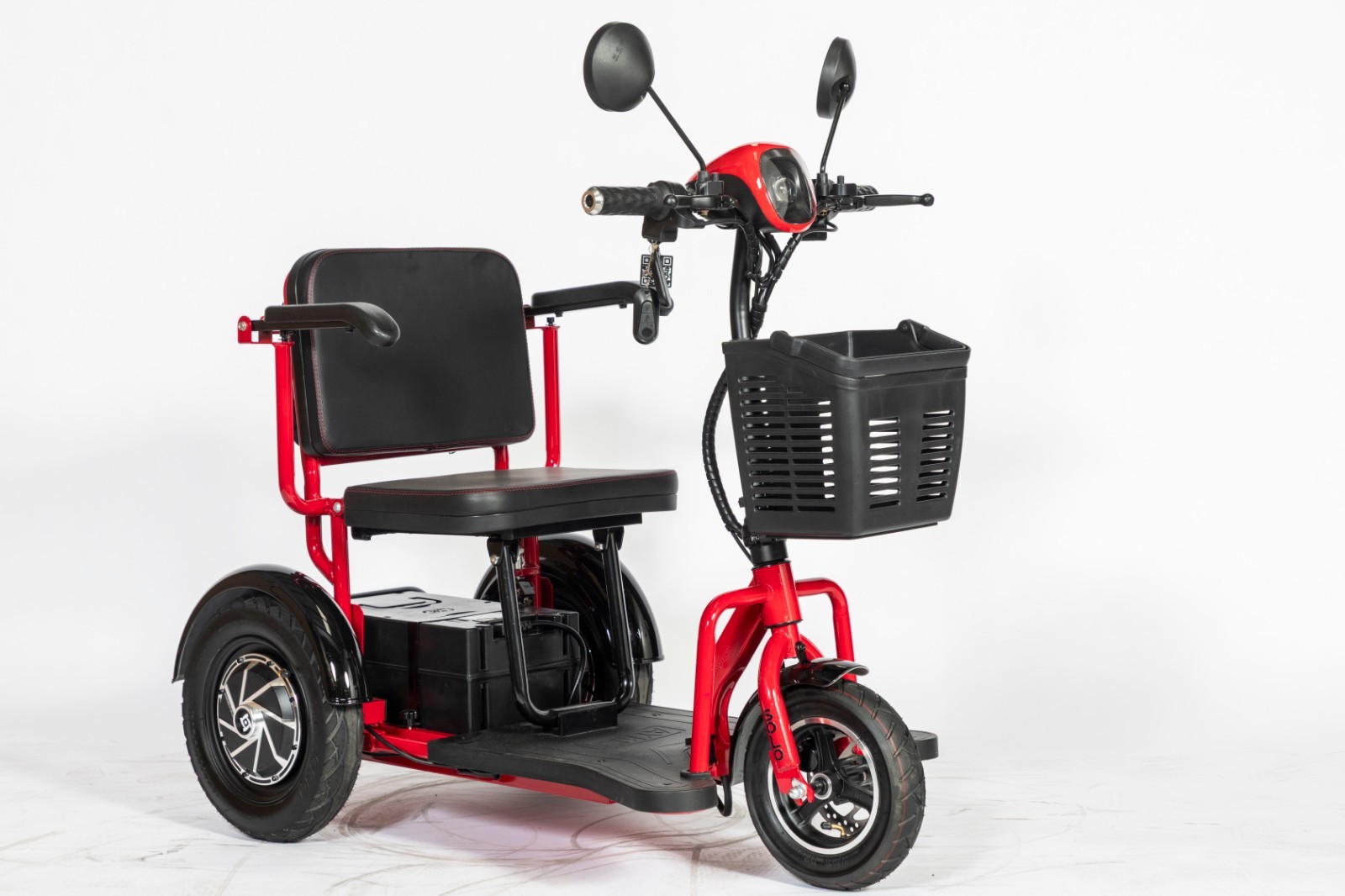 Red Tressel Fold Solo 3-Wheel Foldable Electric Scooter w/ Basket & Mirrors
