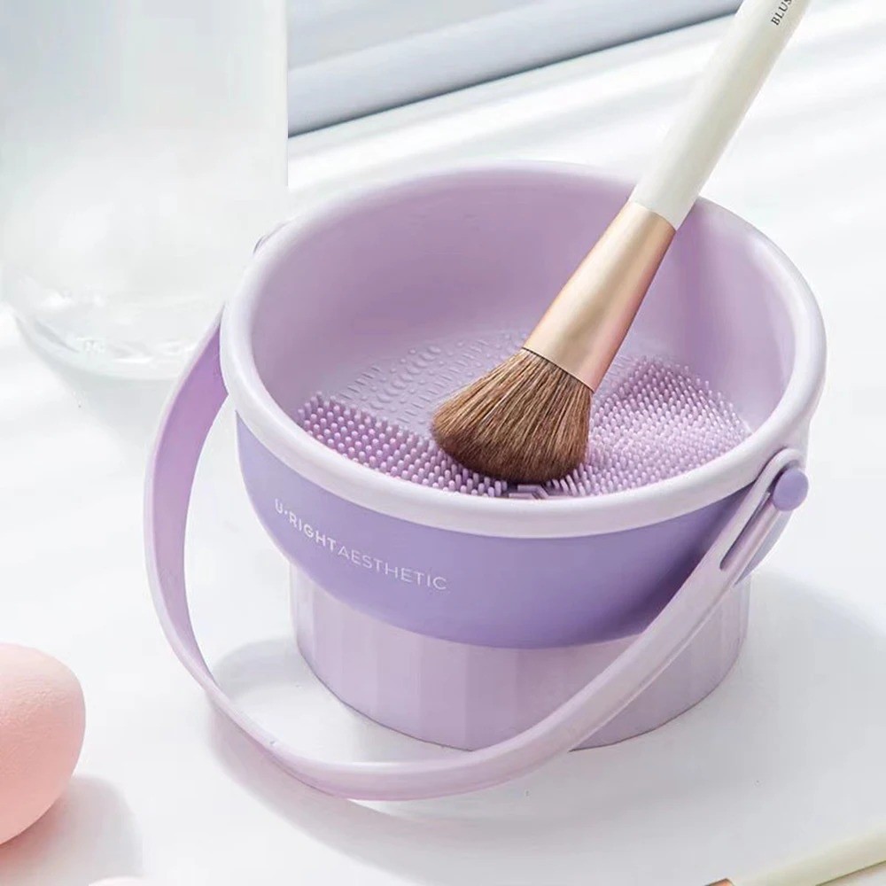 3-in-1 Silicone Makeup Brush Cleaner Bowl – Wash, Dry, and Store Brushes Easily