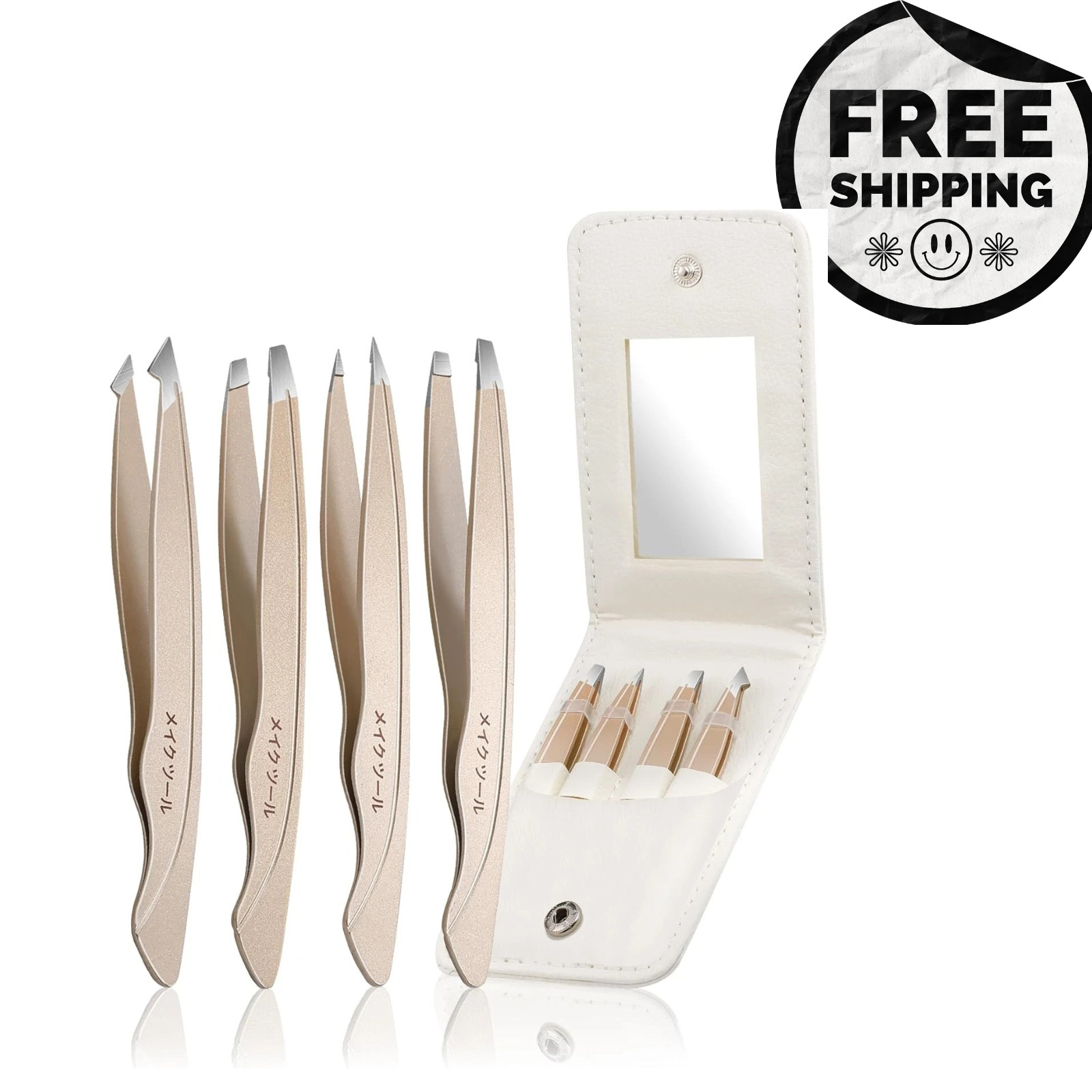 Tweezers Set for Women Facial Hair: Stocking Stuffers 4Pcs Stainless Steel Eyebr