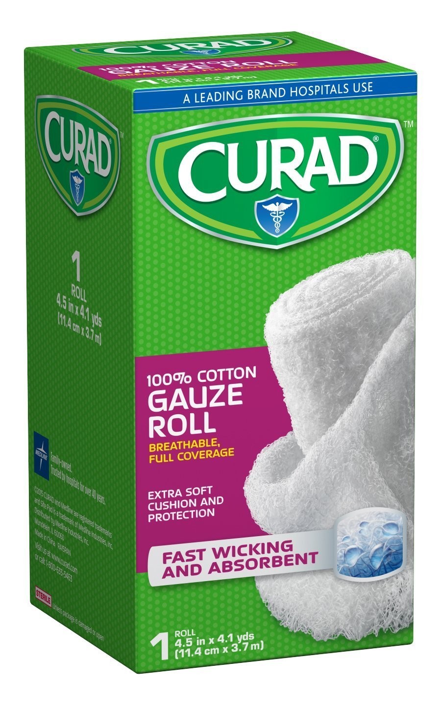 Curad Cotton Stretch Rolled Gauze Conforming Stretch Bandages Designed For