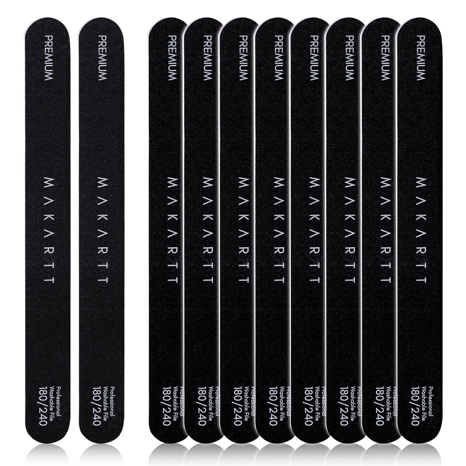 Makartt Nail File 180/240 Grit 10pcs Washable Dual Sides Manicure Kit
