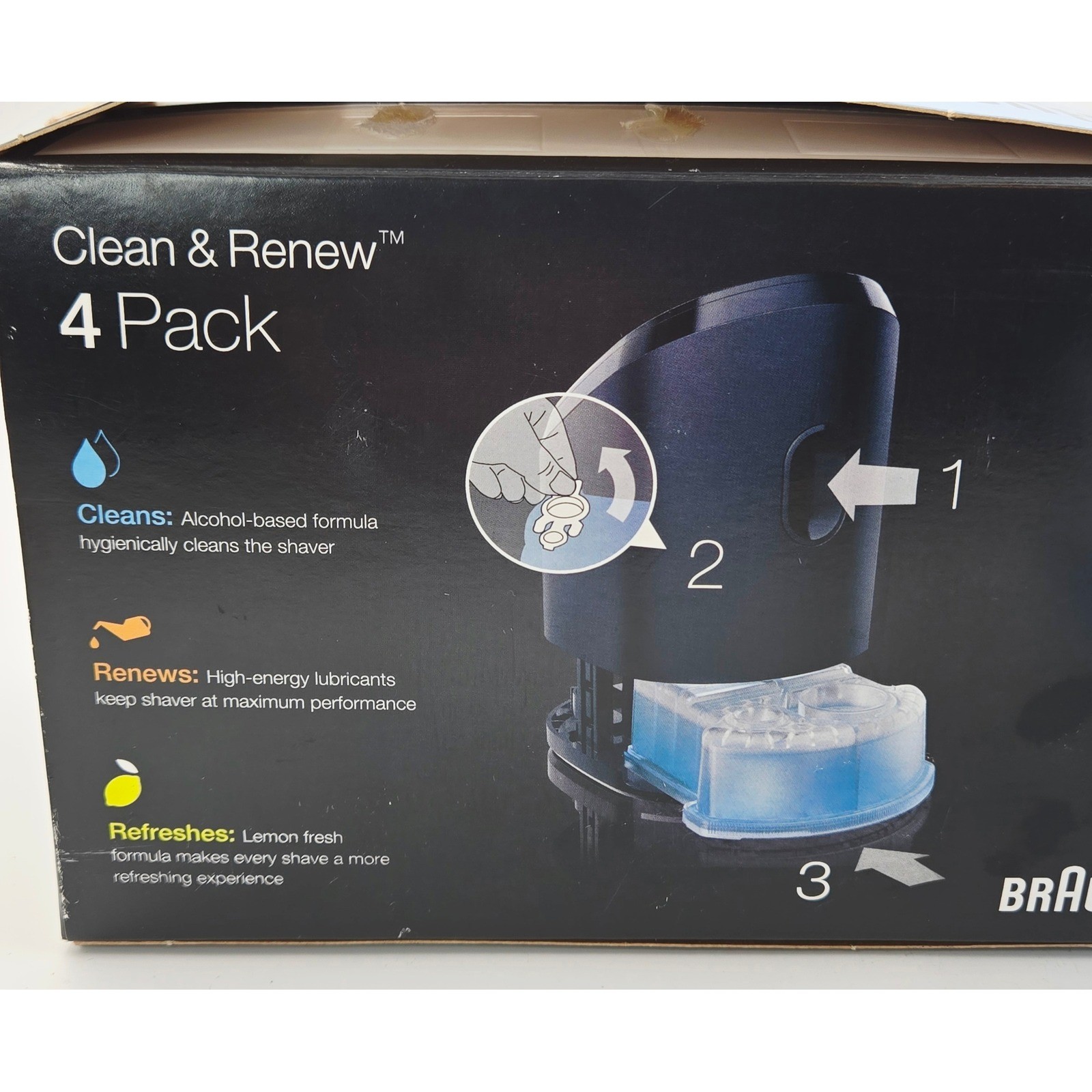 Braun Clean & Renew 4 Pack Shaver Refill Cartridges Lemon Fresh CCR4