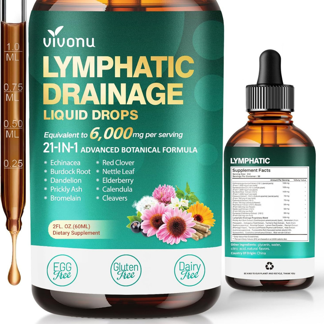 21-in-1 Lymphatic Drainage Drops for Liposomal, 6000mg Immune & Lymph System Sup